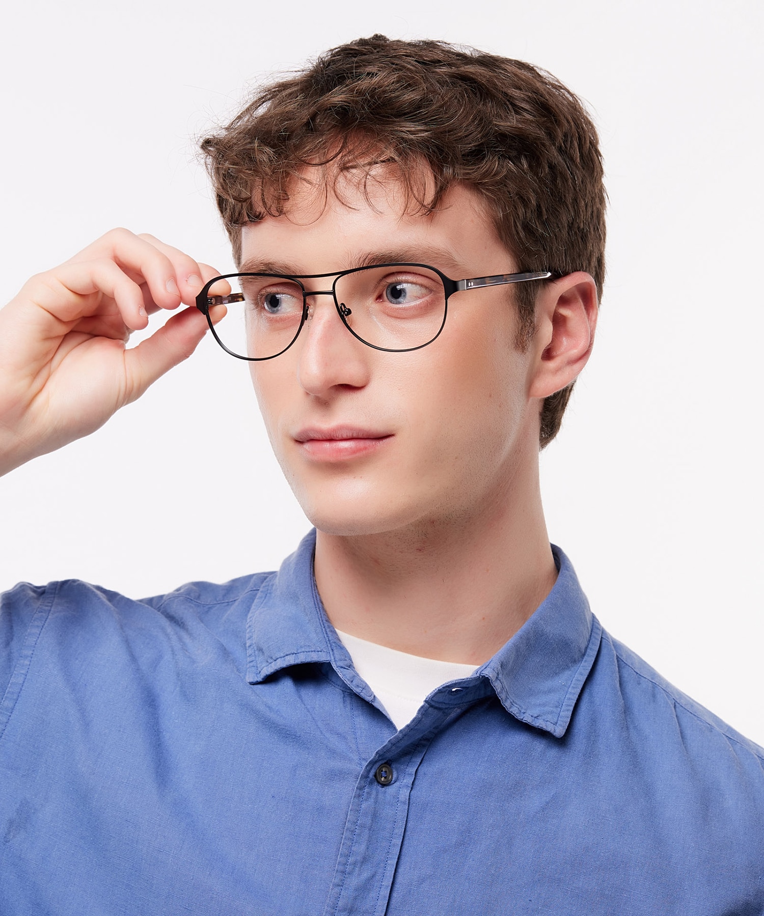 Redford Satin Black & Havana MetalEyeglass Frames for Men for Glasses Direct
