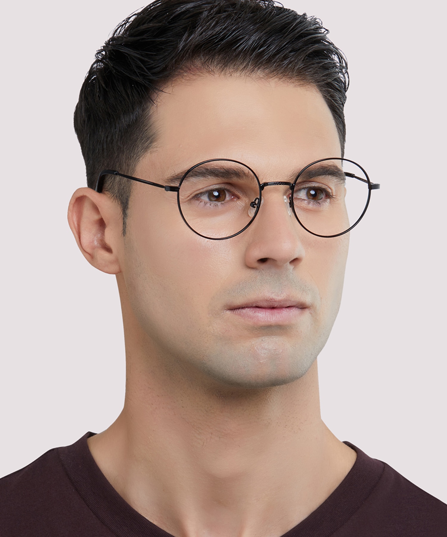 Everly Shiny Black MetalEyeglass Frames for Men for Glasses Direct