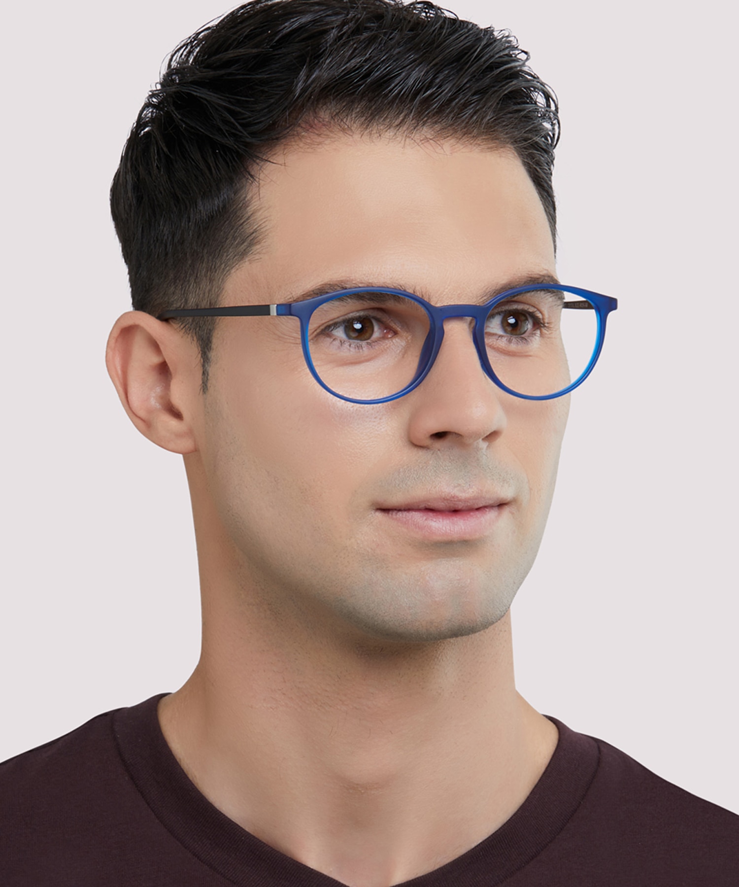 Boston Matte Crystal Blue PlasticEyeglass Frames for Men for Glasses Direct