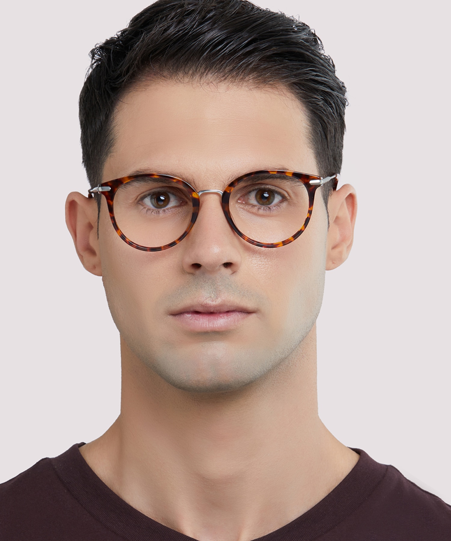 Bow Shiny Havana & Silver AcetateEyeglass Frames for Men for Glasses Direct