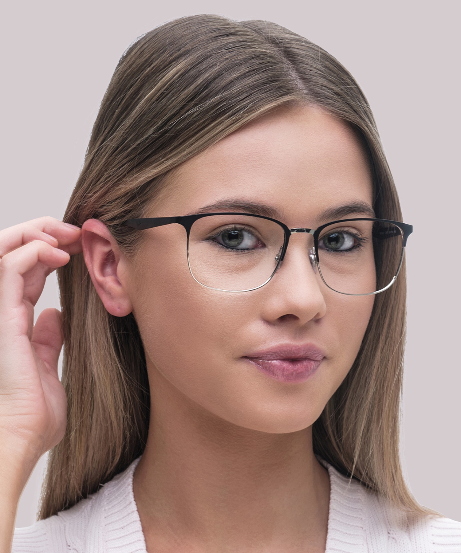 RB6421 Black On Silver MetalEyeglass Frames for Women for Glasses Direct