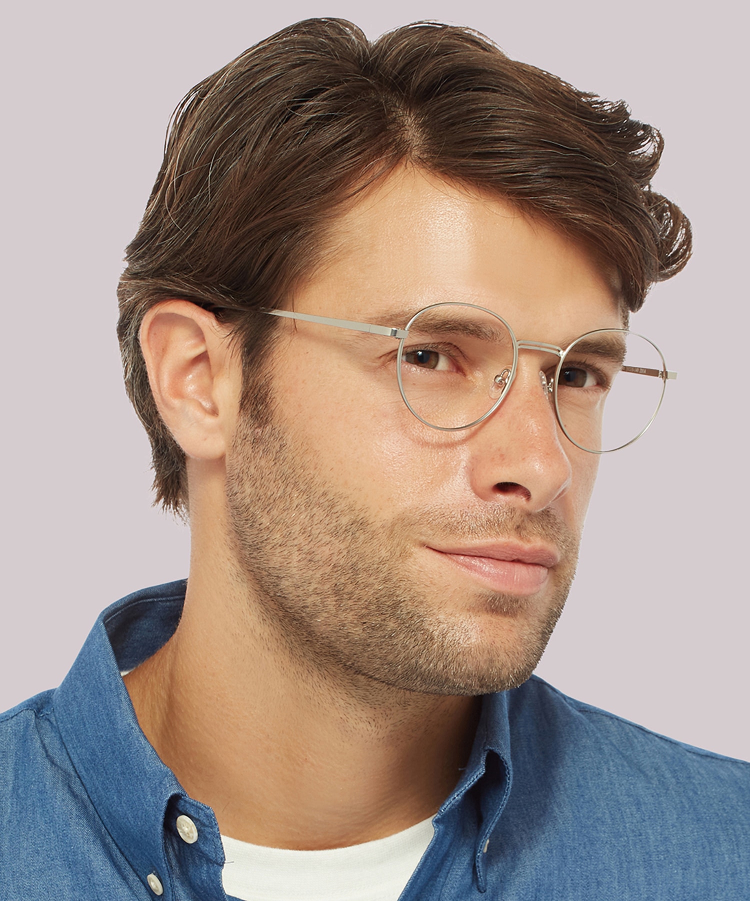 Franky Matte Silver MetalEyeglass Frames for Men for Glasses Direct