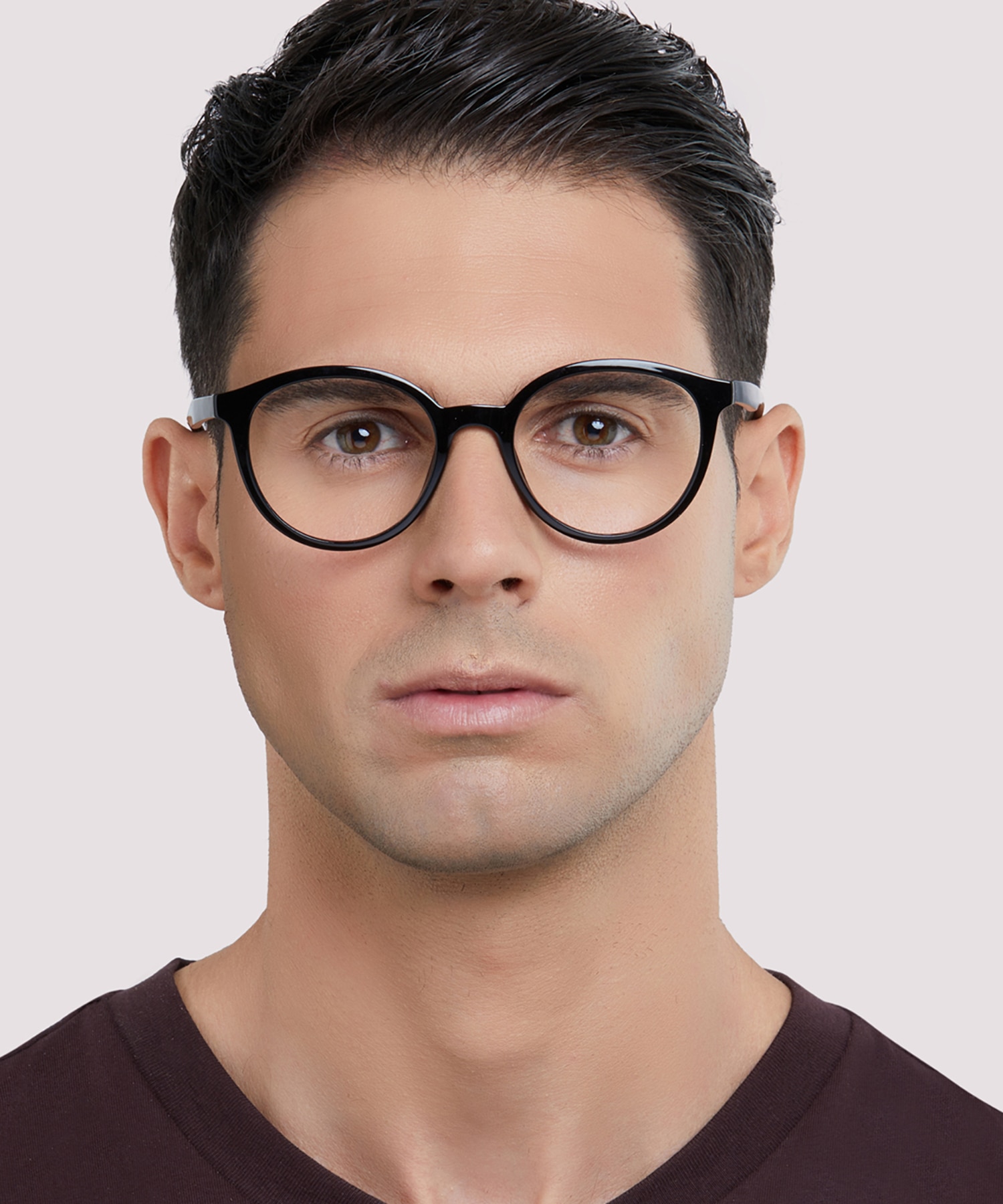 Bevis Shiny Black PlasticEyeglass Frames for Men for Glasses Direct