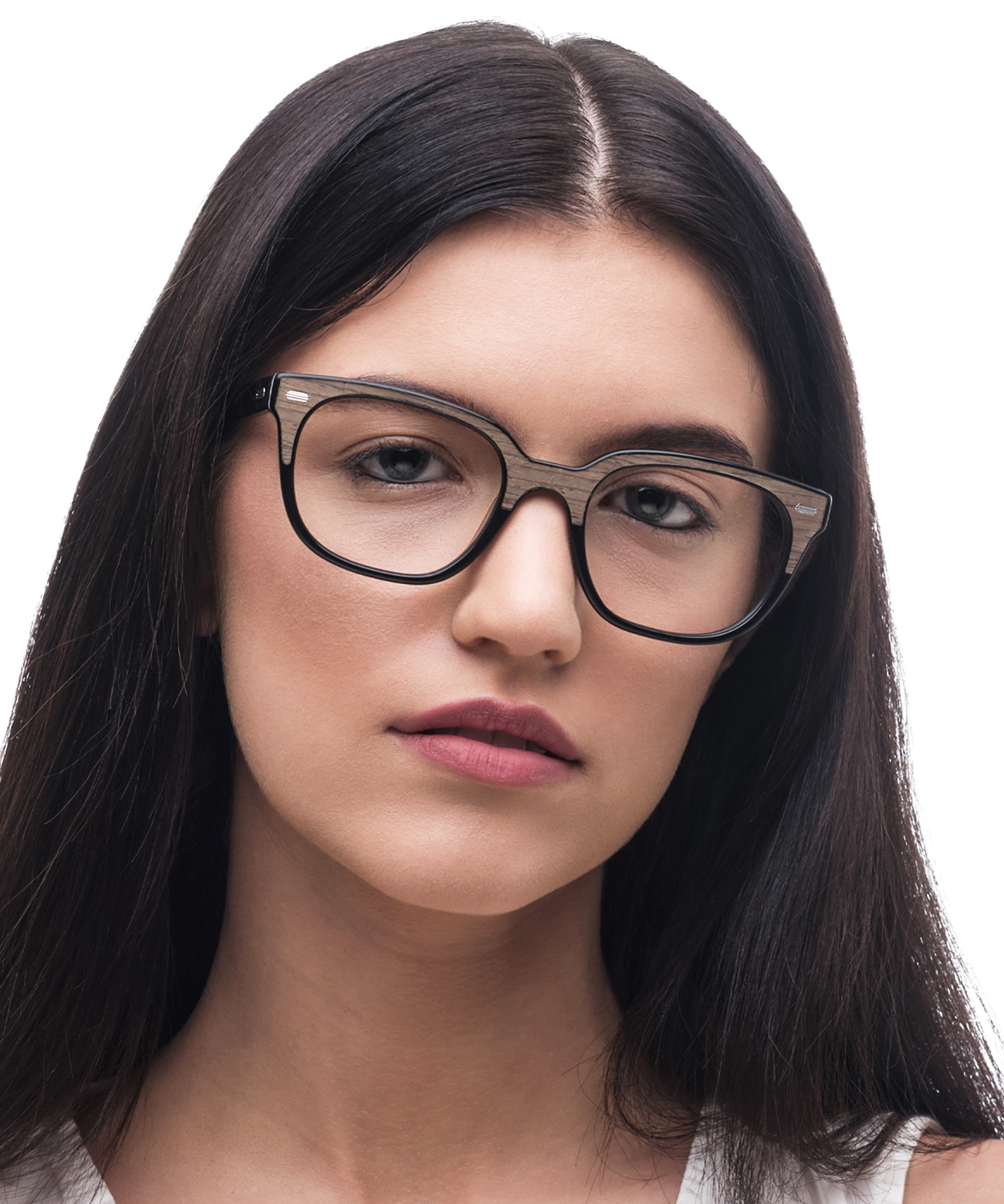 Hanwell Brown Wood Black AcetateEyeglass Frames for Women for Glasses Direct