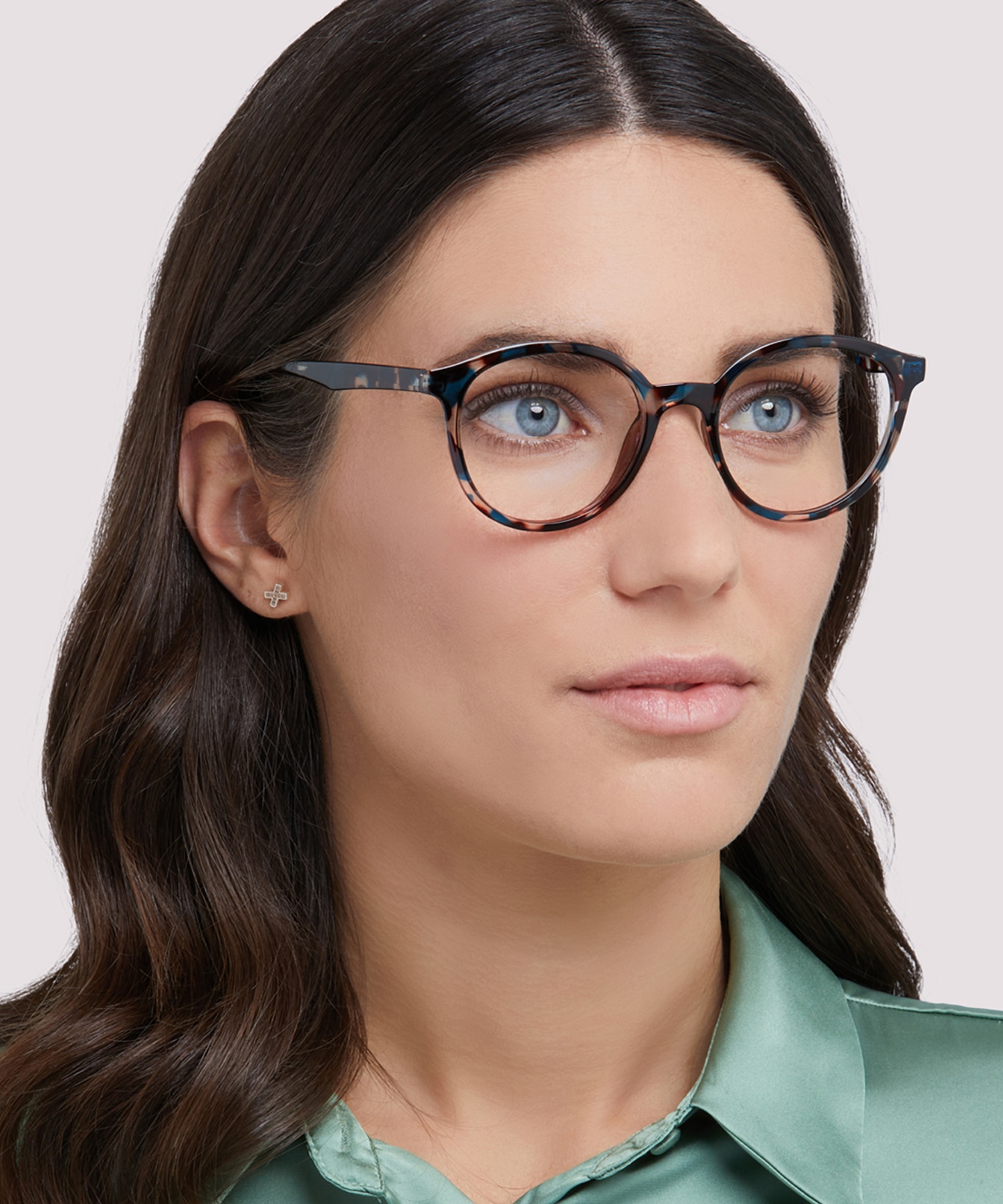 Bevis Shiny Demi Blue PlasticEyeglass Frames for Women for Glasses Direct