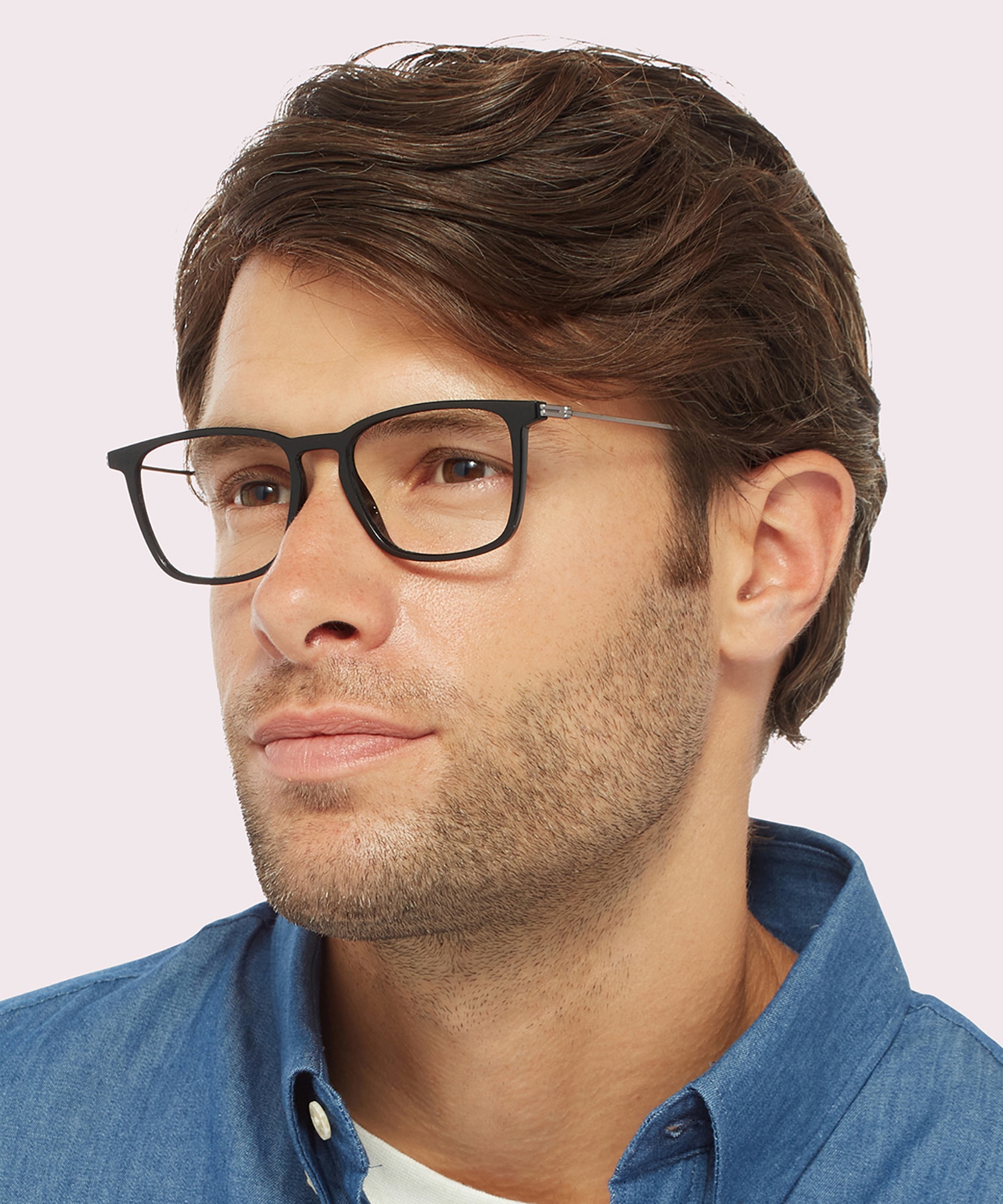 TJ 0061 Black Silver PlasticEyeglass Frames for Men for Glasses Direct
