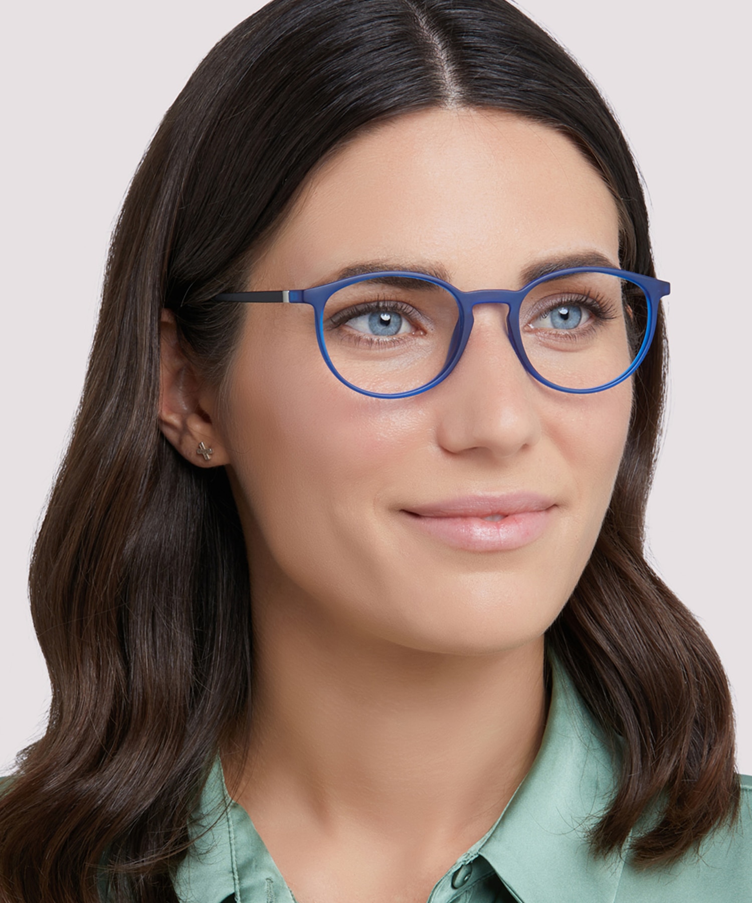 Boston Matte Crystal Blue PlasticEyeglass Frames for Women for Glasses Direct