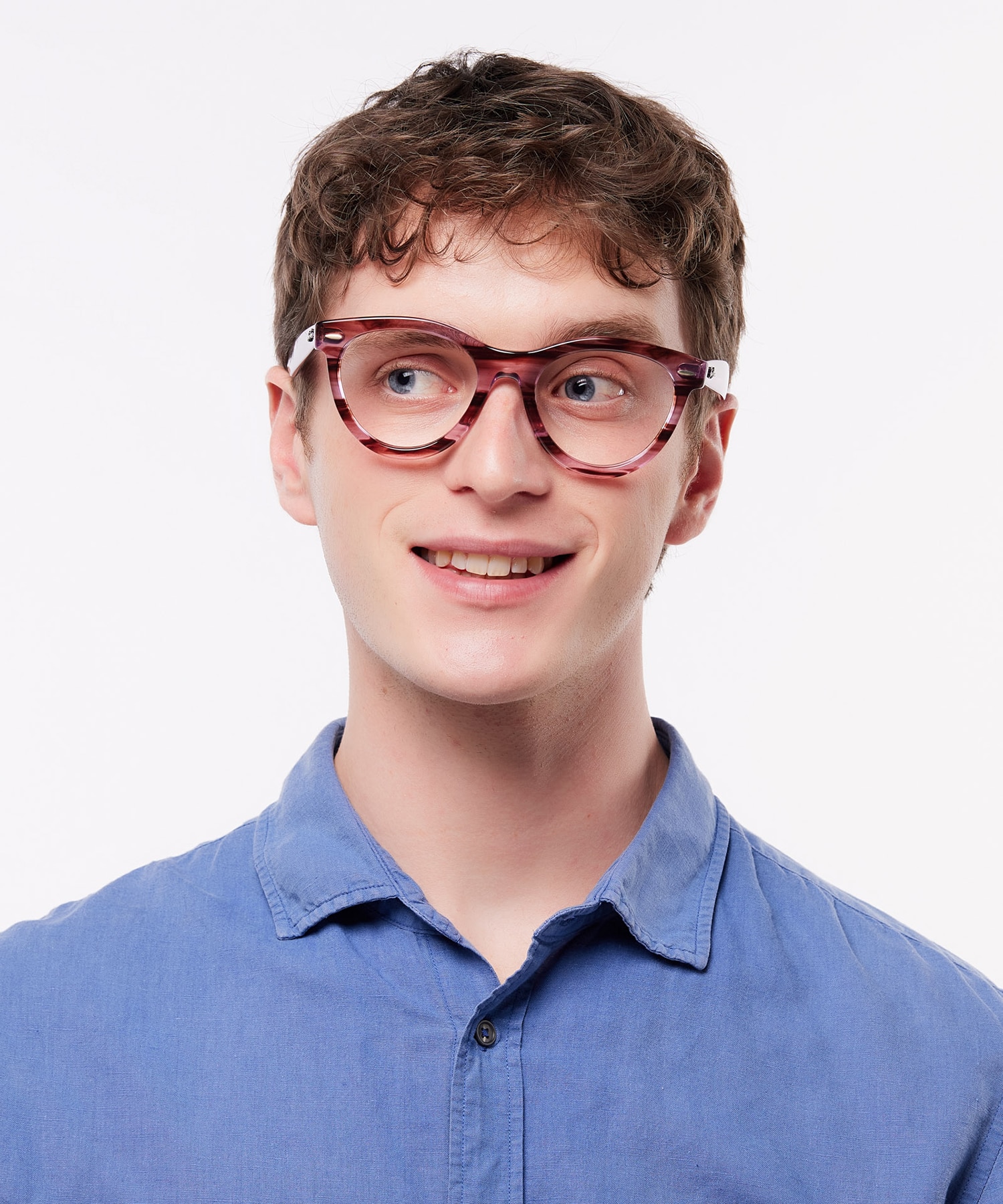 Wayfarer Way Optics Striped Transparent Pink PlasticSunglass Frames for Men for Glasses Direct