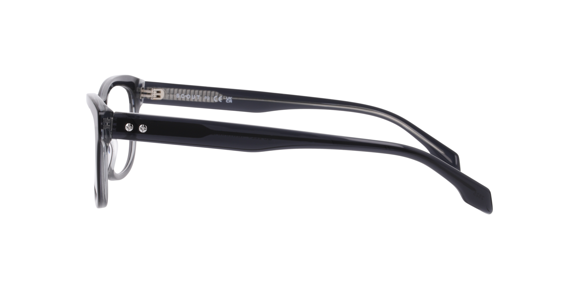 Nathanael Bilayer Black & Crystal Grey AcetateEyeglass Frames for Glasses Direct, Side View