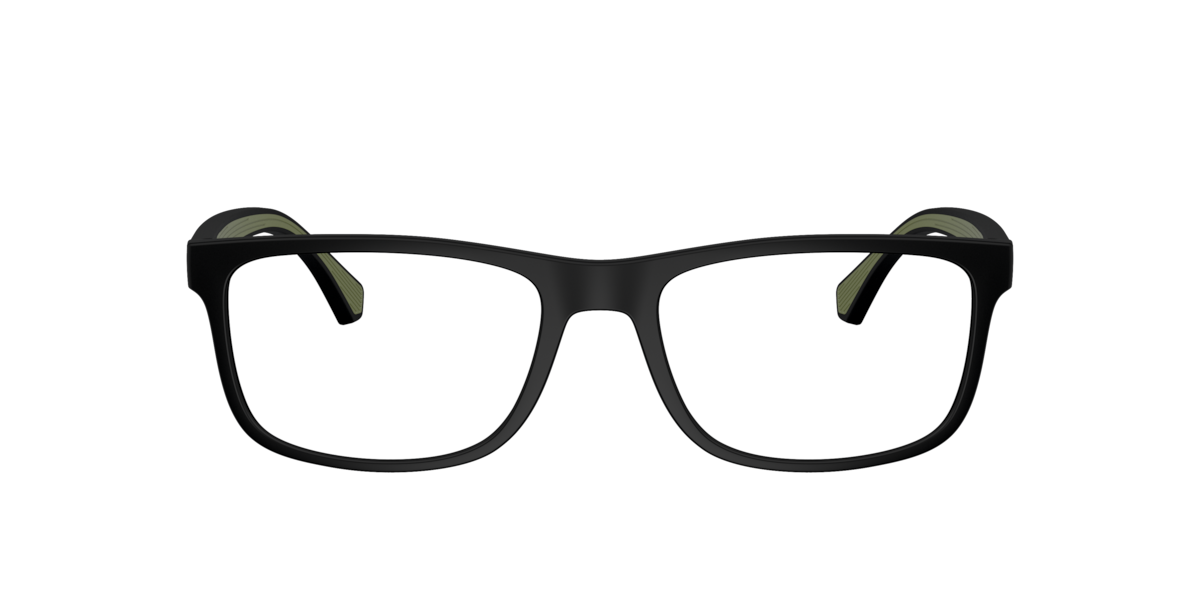 Matte Black rectangle Plastic eyeglasses Online - Full Rim - EA3147