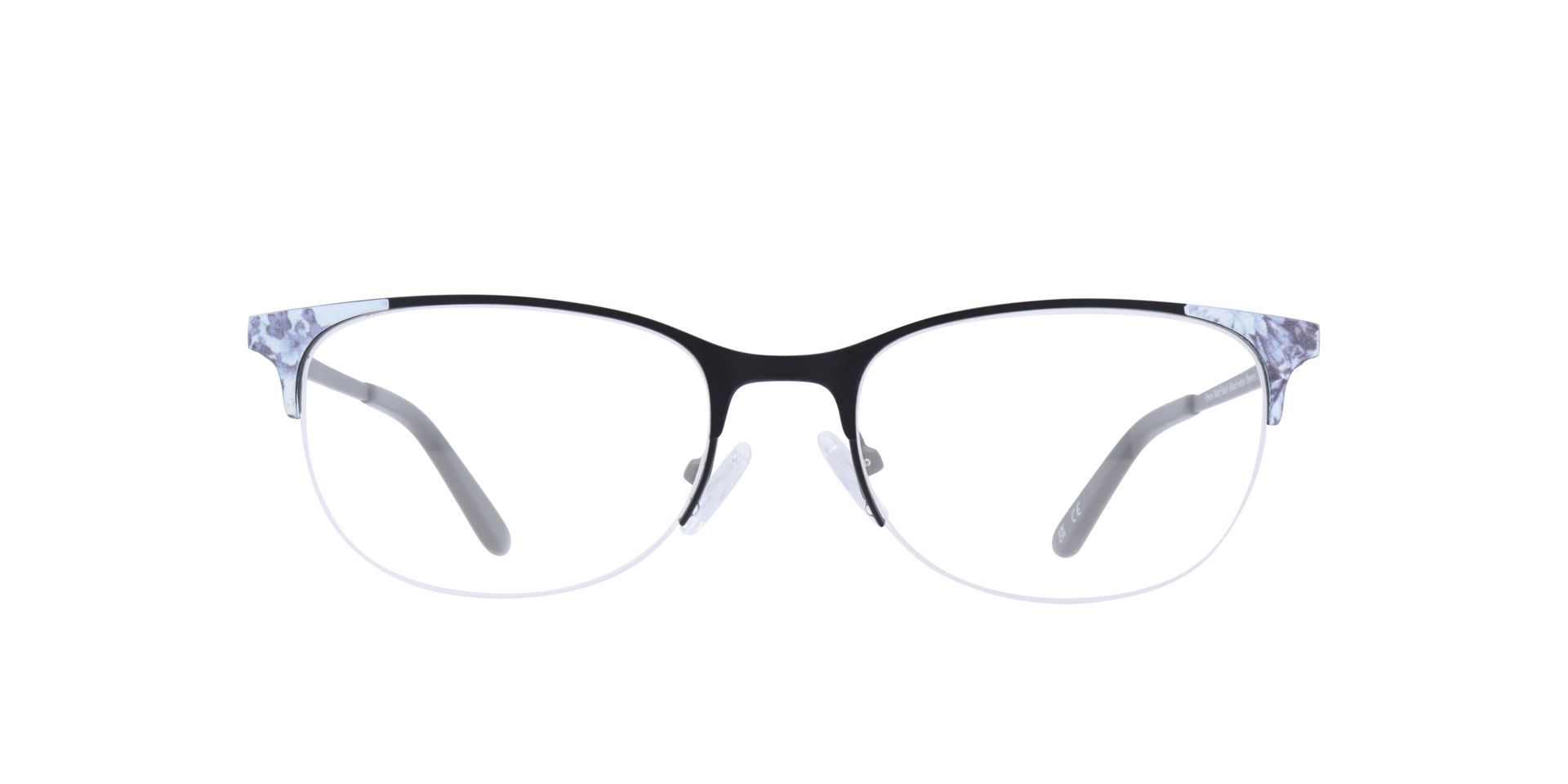 Gwen Matte Black & White Flowers MetalEyeglass Frames for Glasses Direct, Front View