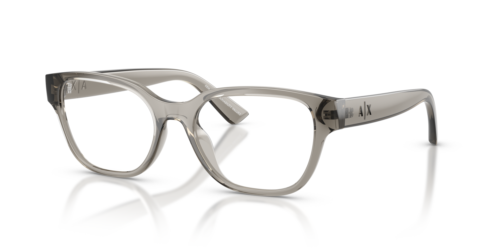 AX3134U Shiny Transparent Grey PlasticEyeglass Frames for Glasses Direct, Angle View