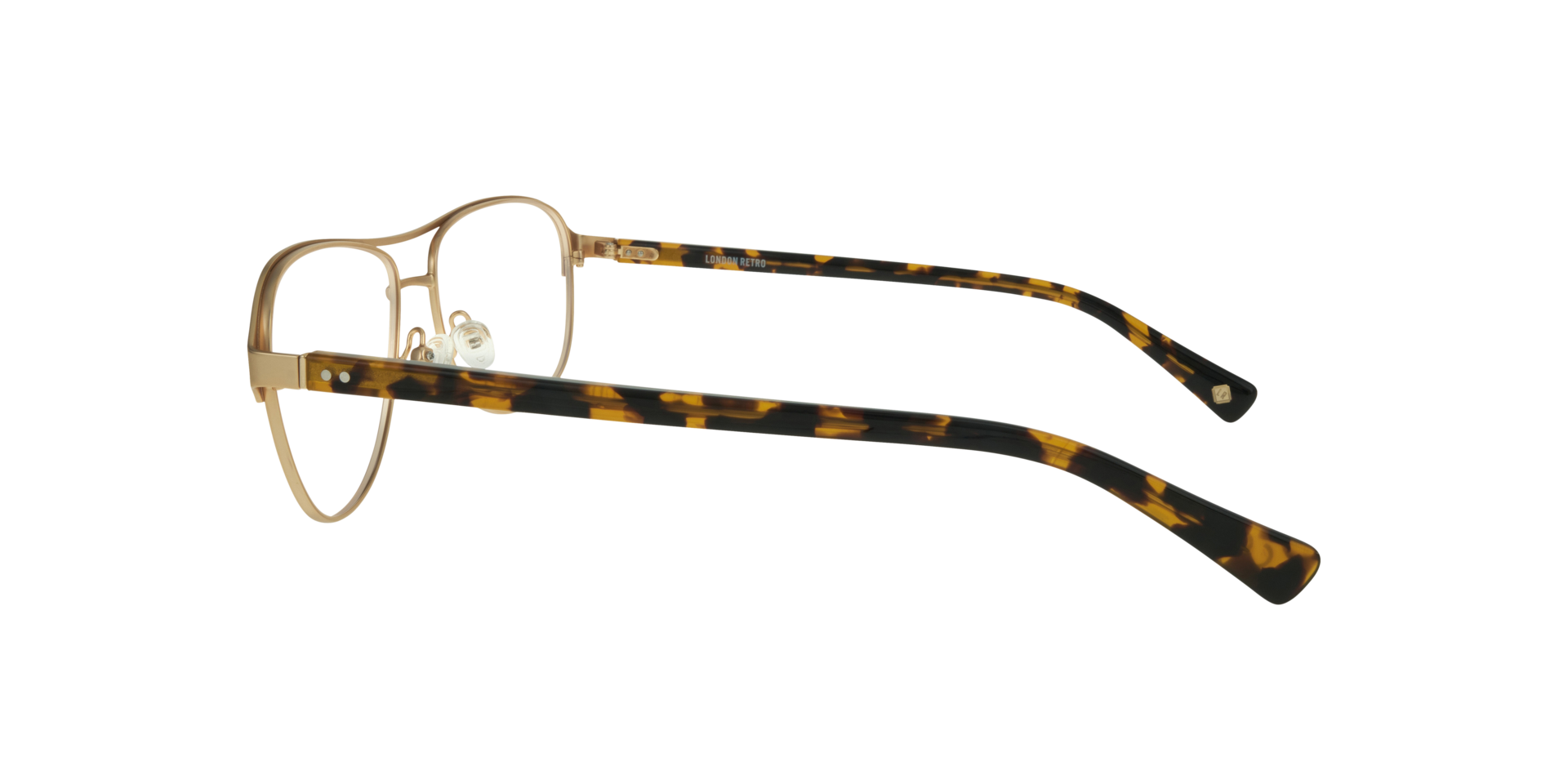 Redford Satin Gold & Havana MetalEyeglass Frames for Glasses Direct, Side View