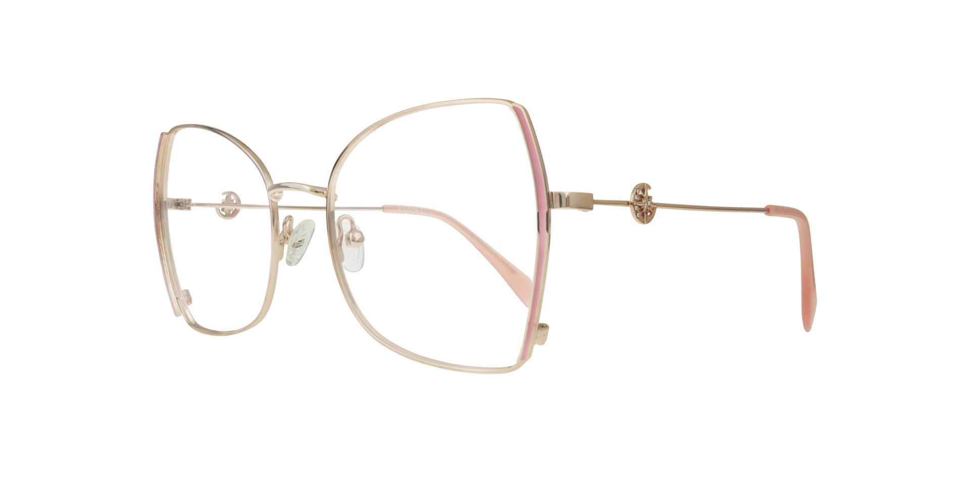 Kenna Gold & Light Pink MetalEyeglass Frames for Glasses Direct, Angle View