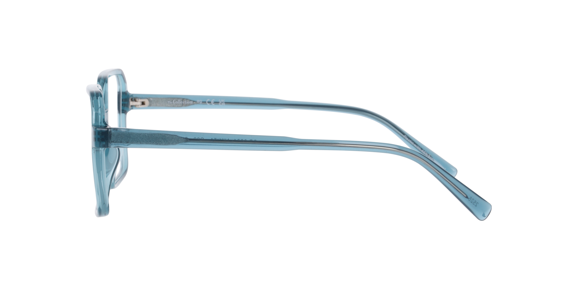 Nikita Transparent Turquoise PlasticEyeglass Frames for Glasses Direct, Side View