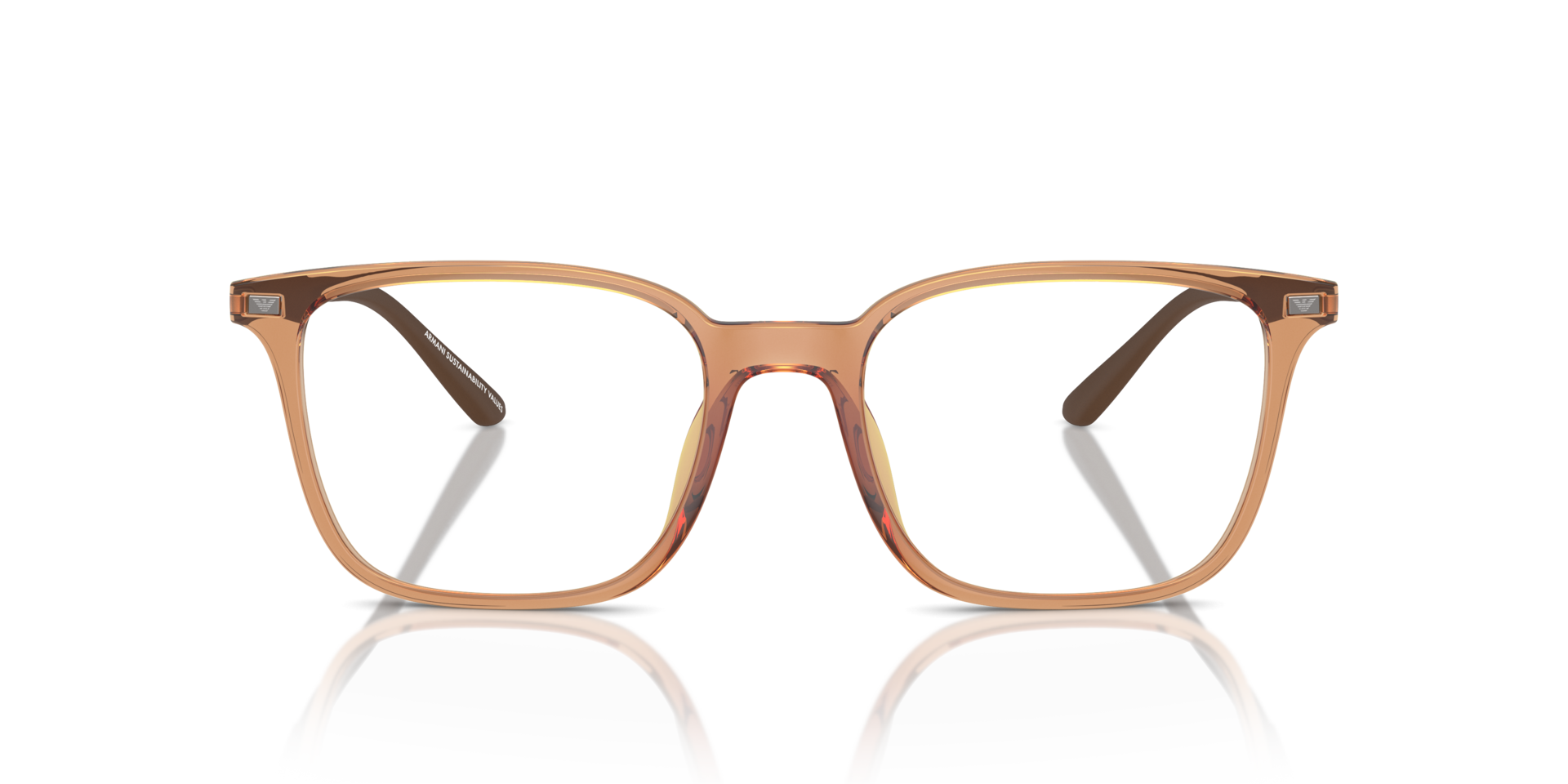EA3242U Shiny Transparent Brown PlasticEyeglass Frames for Glasses Direct, Front View