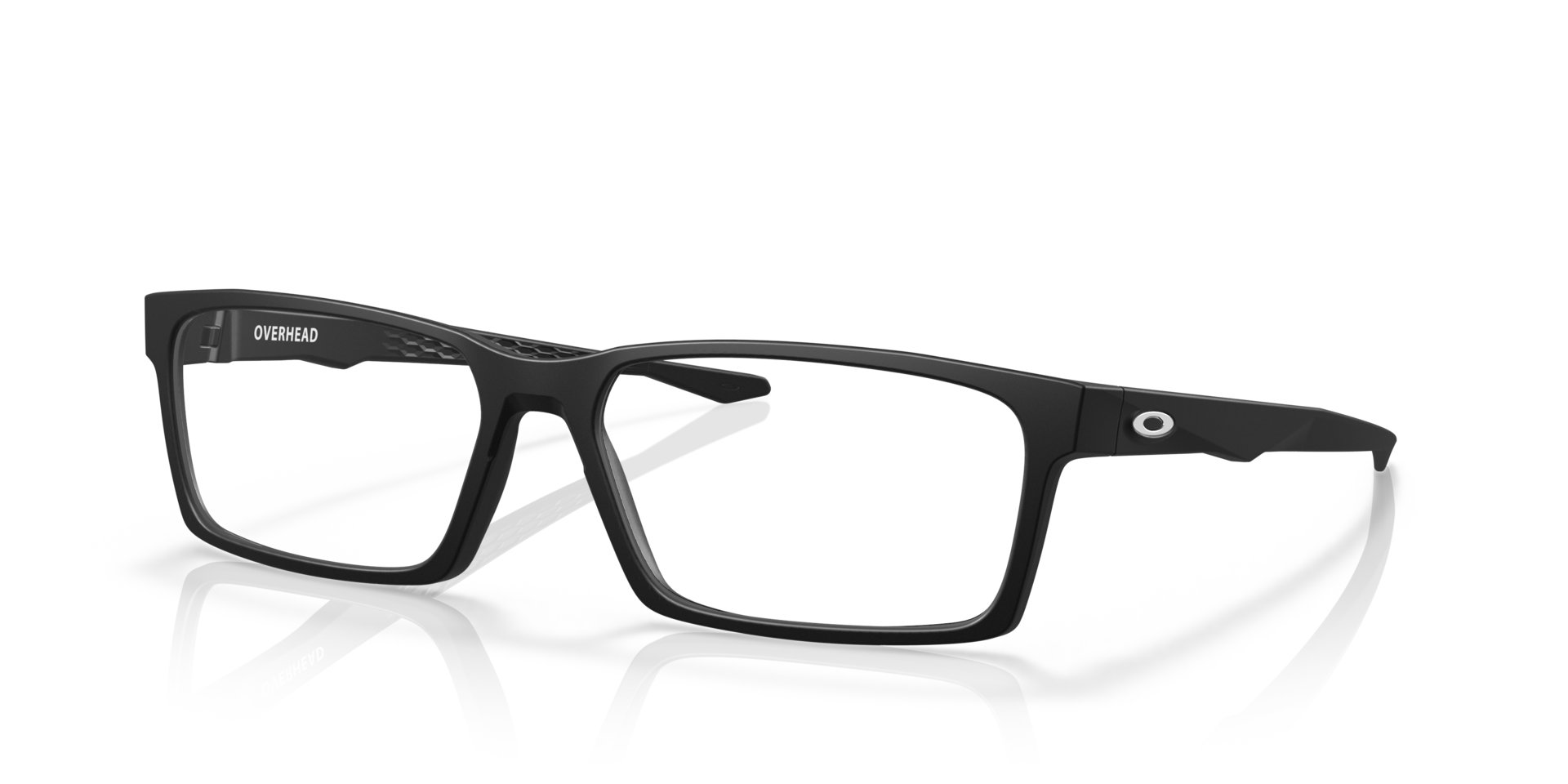 Overhead Satin Black PlasticEyeglass Frames for Glasses Direct, Angle View