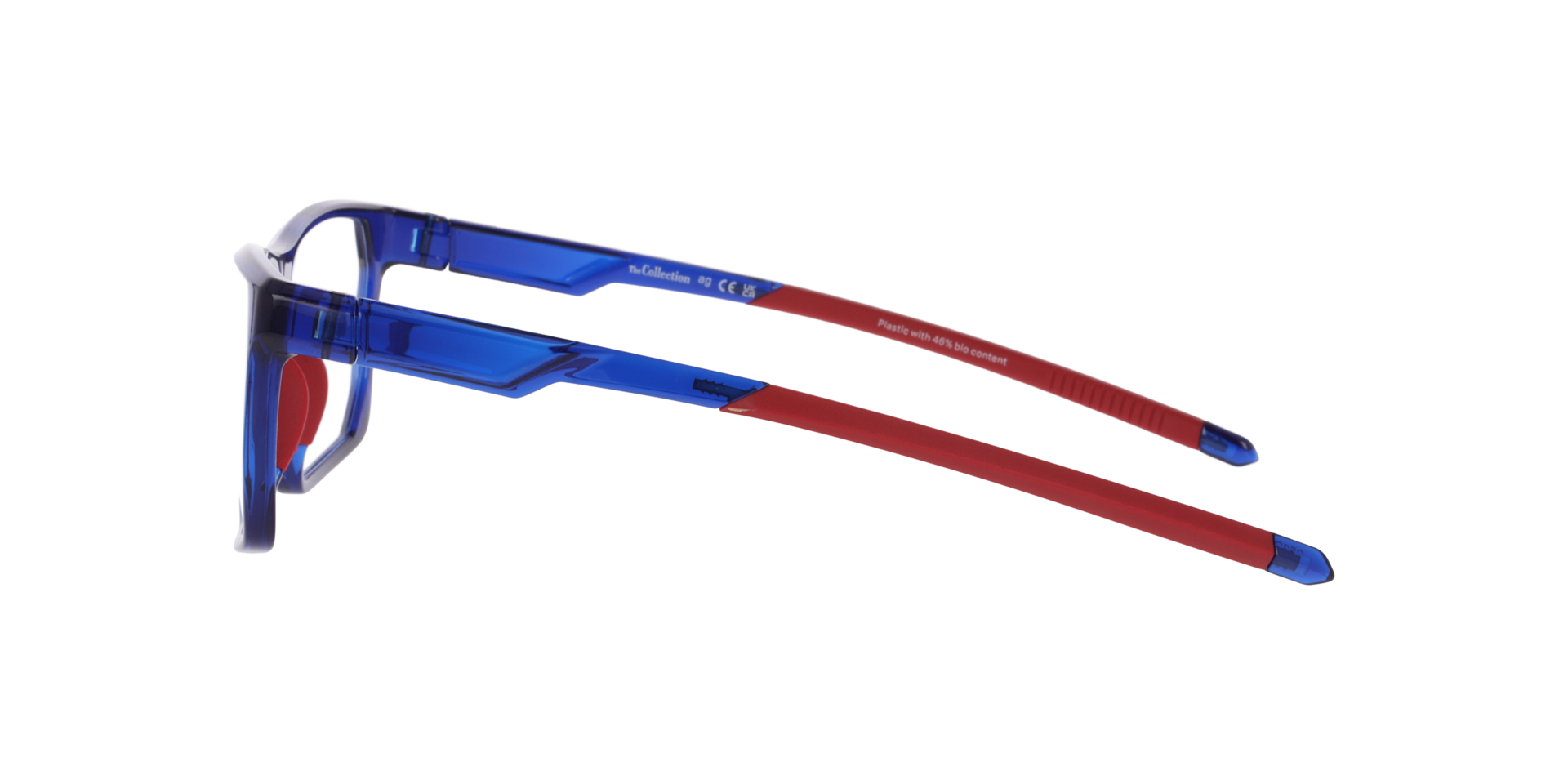Nicolas Red & Dark Blue PlasticEyeglass Frames for Glasses Direct, Side View