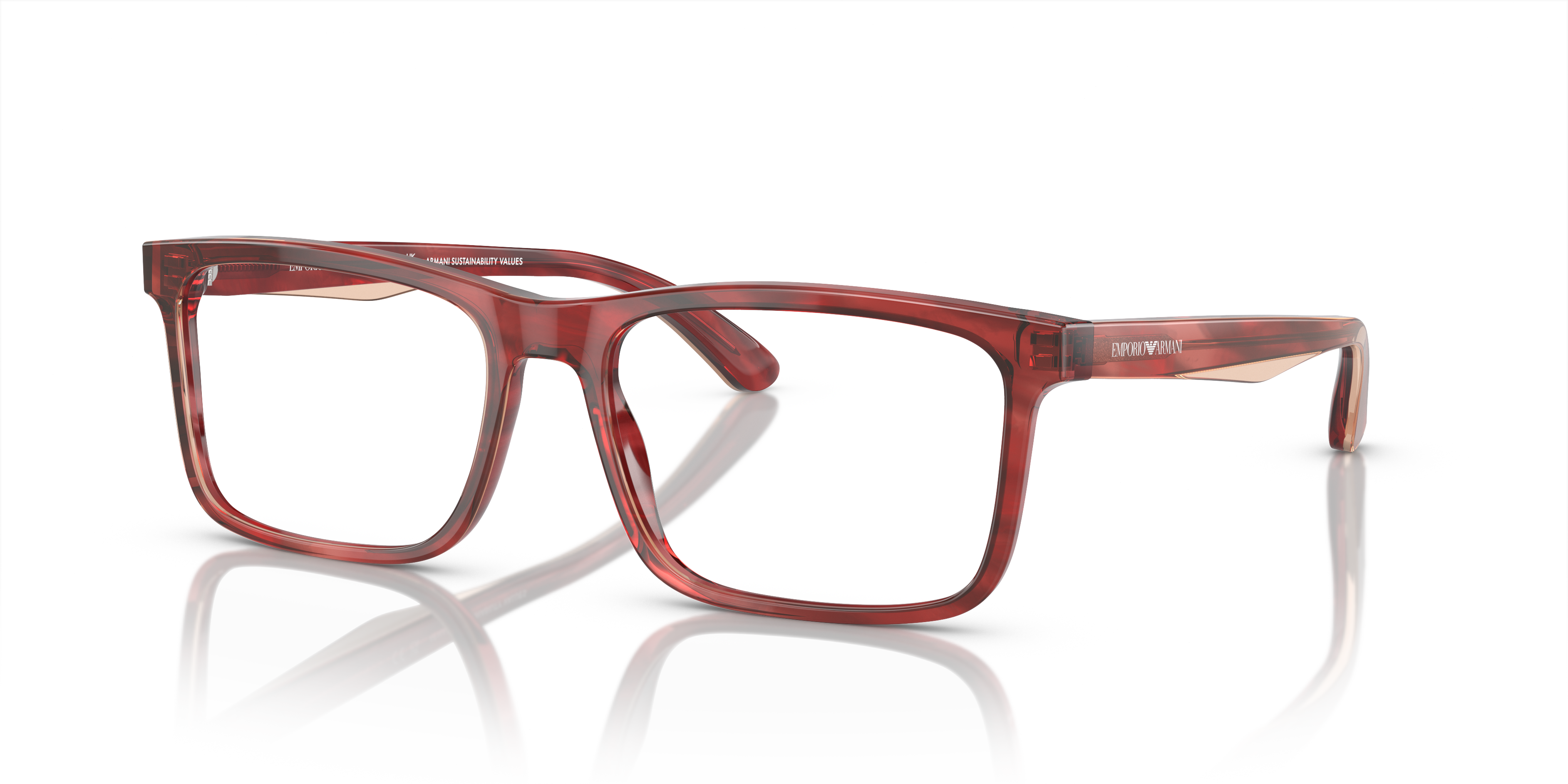 EA3227 Shiny Bordeaux & Top Smoke AcetateSunglass Frames for Glasses Direct, Angle View