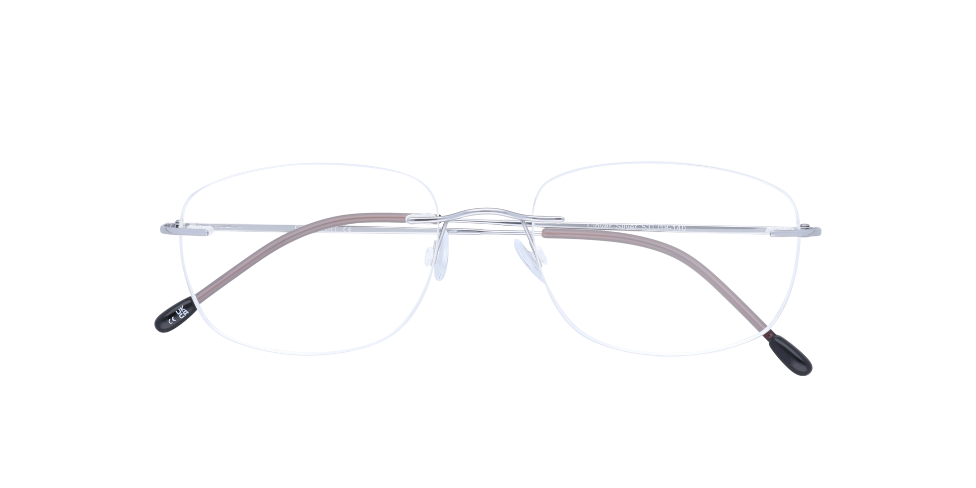 Clover Silver MetalEyeglass Frames for Glasses Direct, Closed View