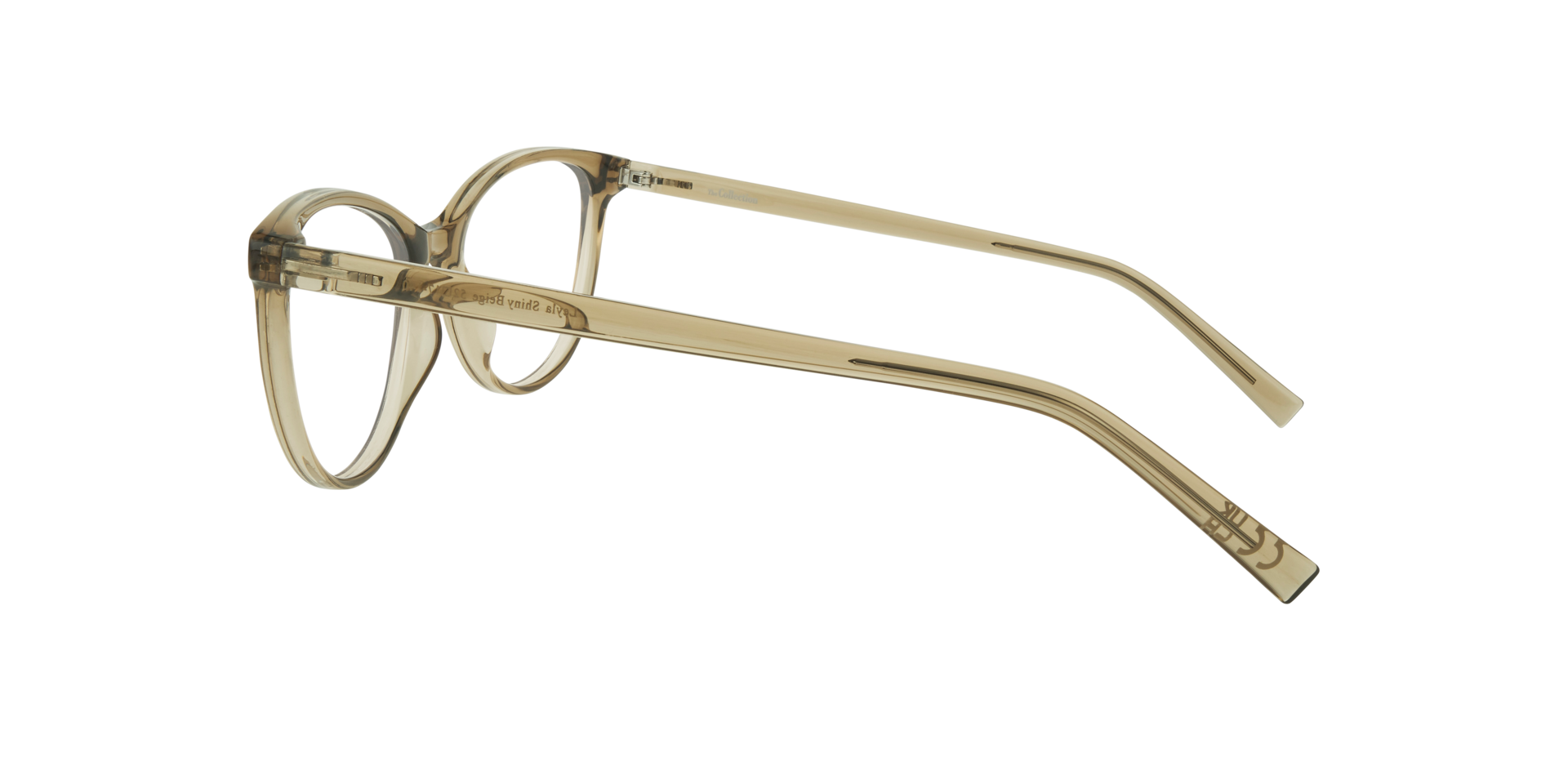 Leyla Shiny Beige PlasticEyeglass Frames for Glasses Direct, Side View
