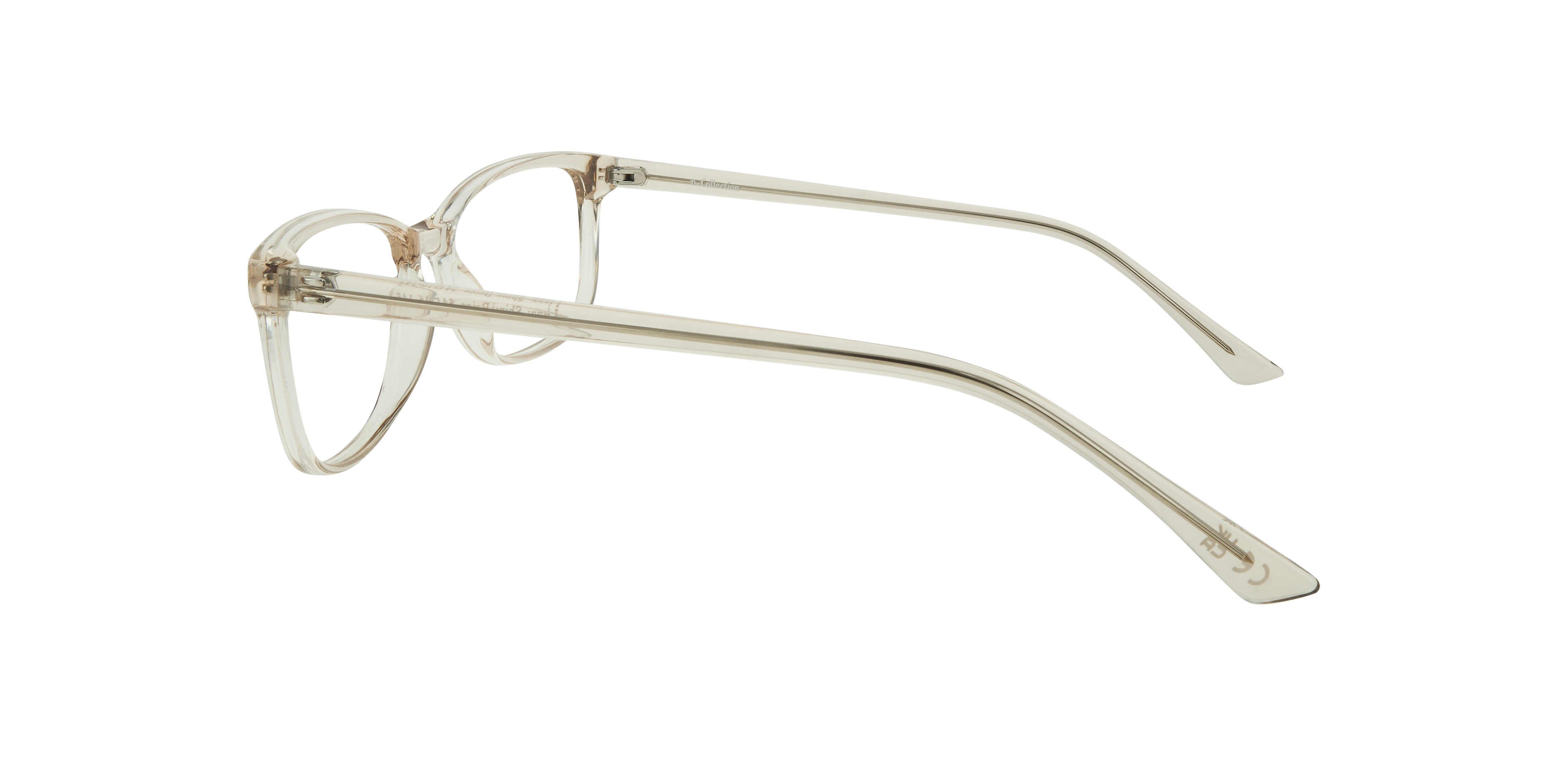 Livvy Shiny Beige PlasticEyeglass Frames for Glasses Direct, Side View