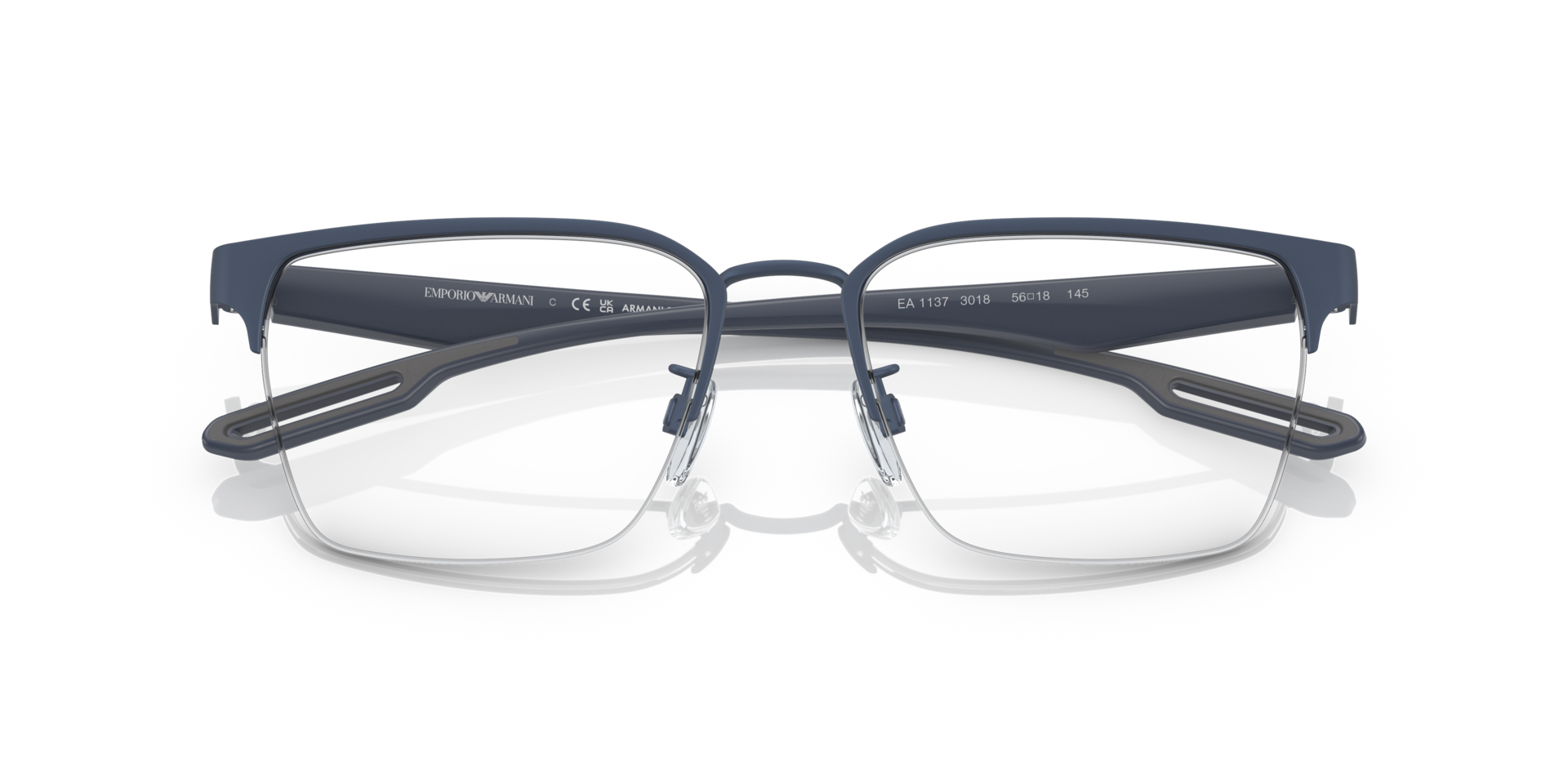 EA1137 Matte Blue MetalEyeglass Frames for Glasses Direct, Closed View