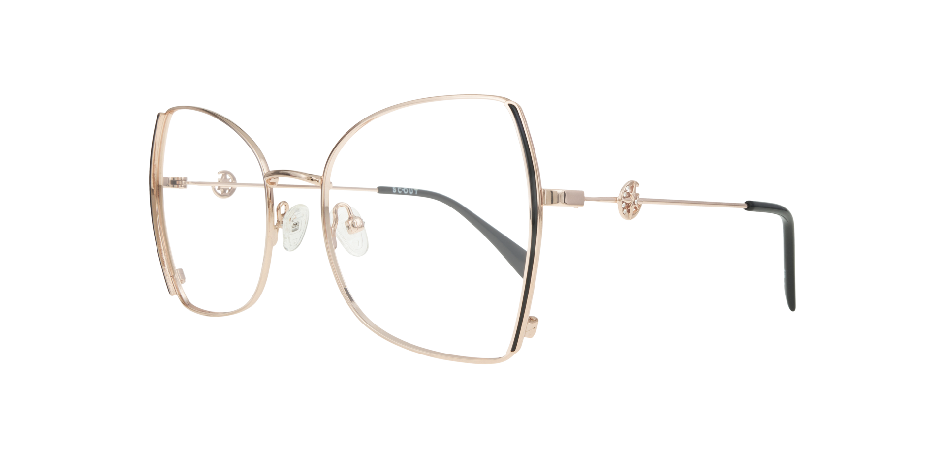 Kenna Gold & Black MetalEyeglass Frames for Glasses Direct, Angle View