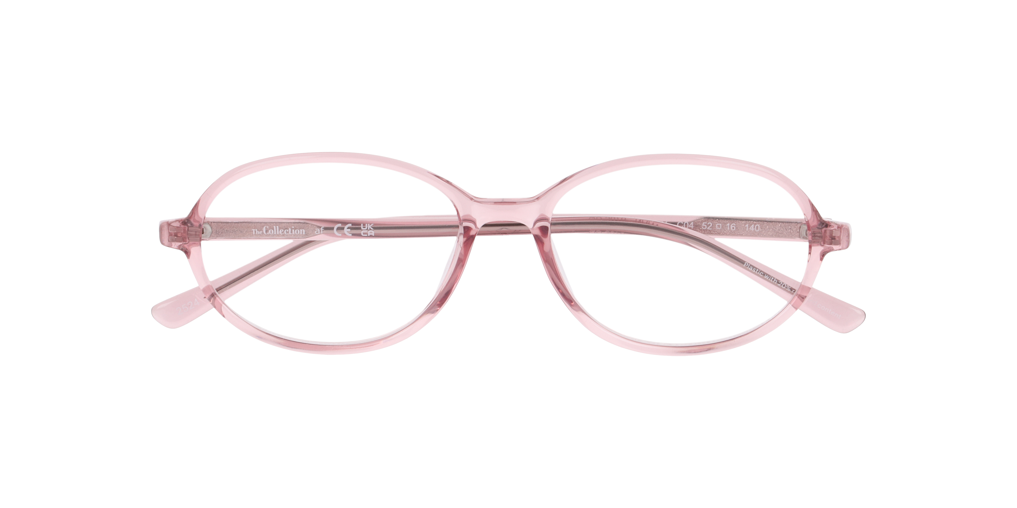Nancy Transparent Pink PlasticEyeglass Frames for Glasses Direct, Closed View