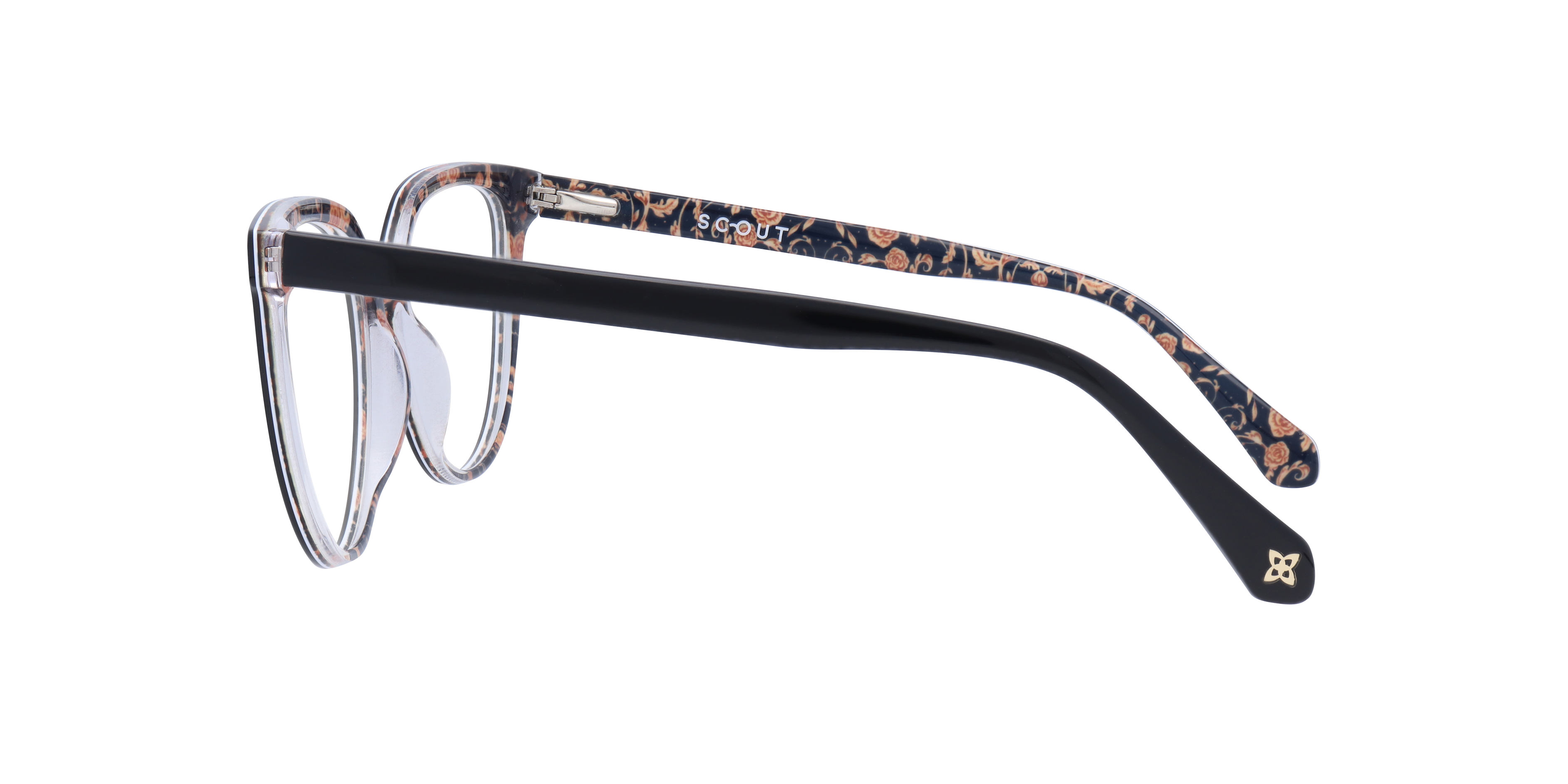 Gloria Black & Orange Flowers AcetateEyeglass Frames for Glasses Direct, Side View