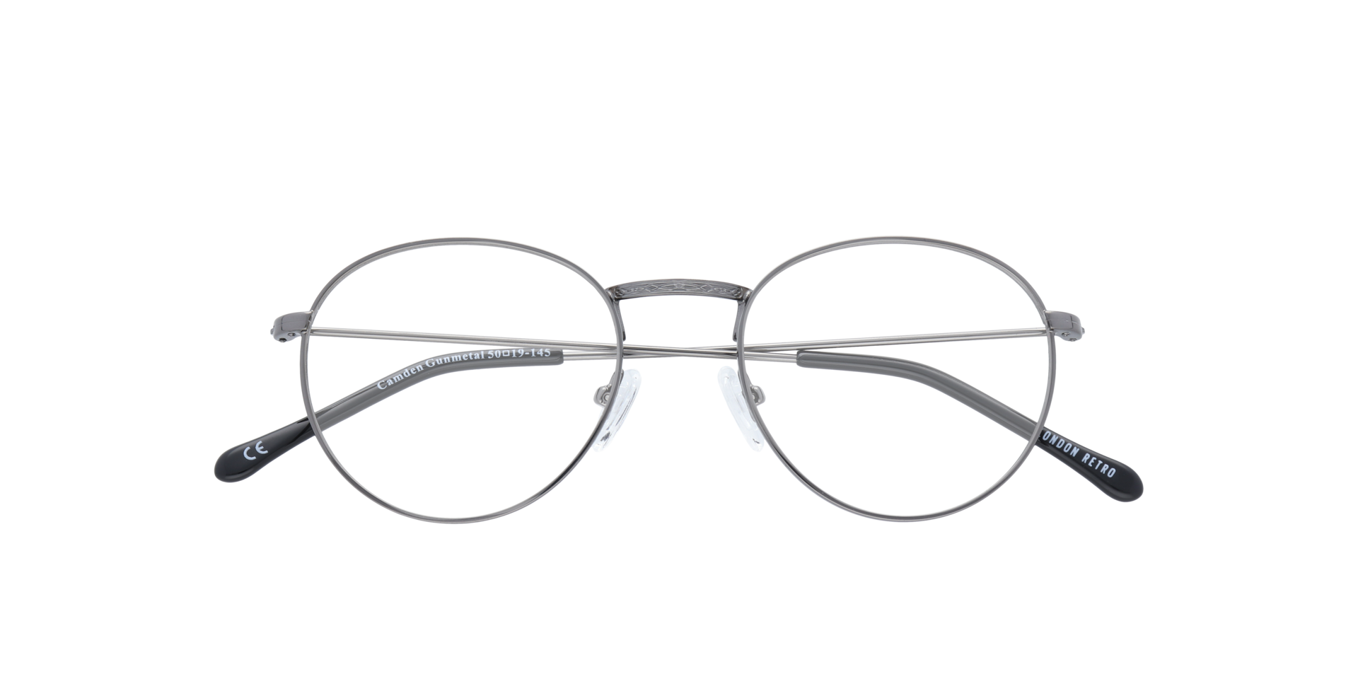 Camden Gunmetal MetalEyeglass Frames for Glasses Direct, Closed View