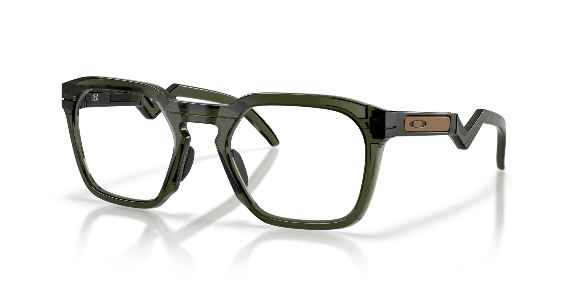 HSTN SQ Olive Ink PlasticEyeglass Frames for Glasses Direct, Angle View