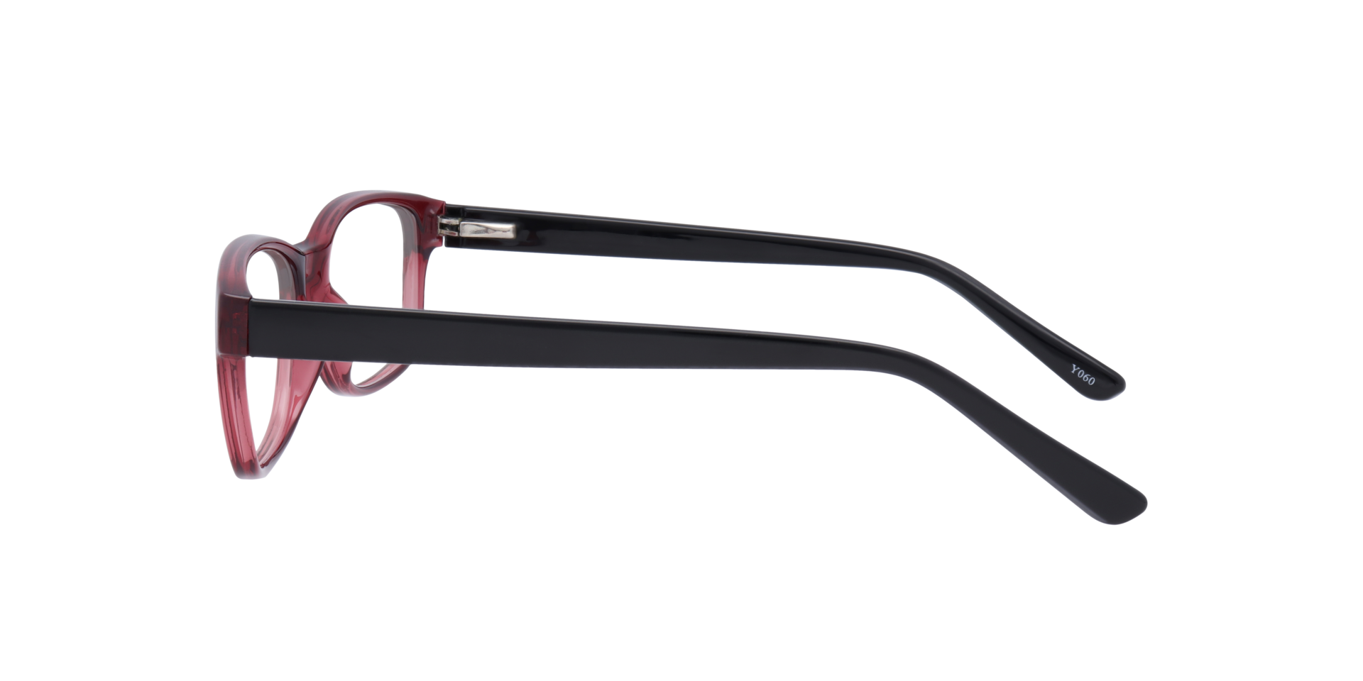 Dewy Burgundy & Black PlasticEyeglass Frames for Glasses Direct, Side View