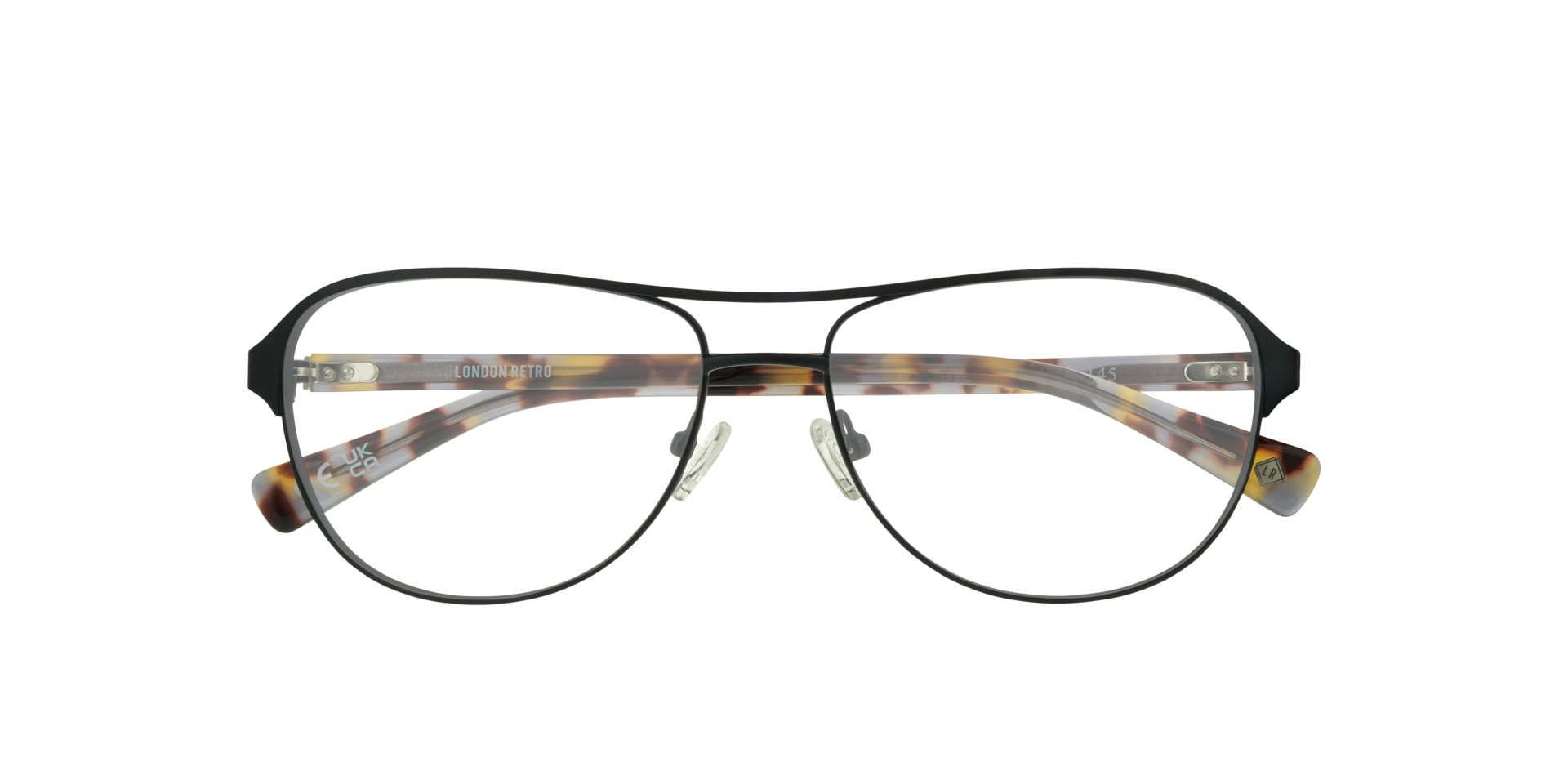 Redford Satin Black & Havana MetalEyeglass Frames for Glasses Direct, Closed View