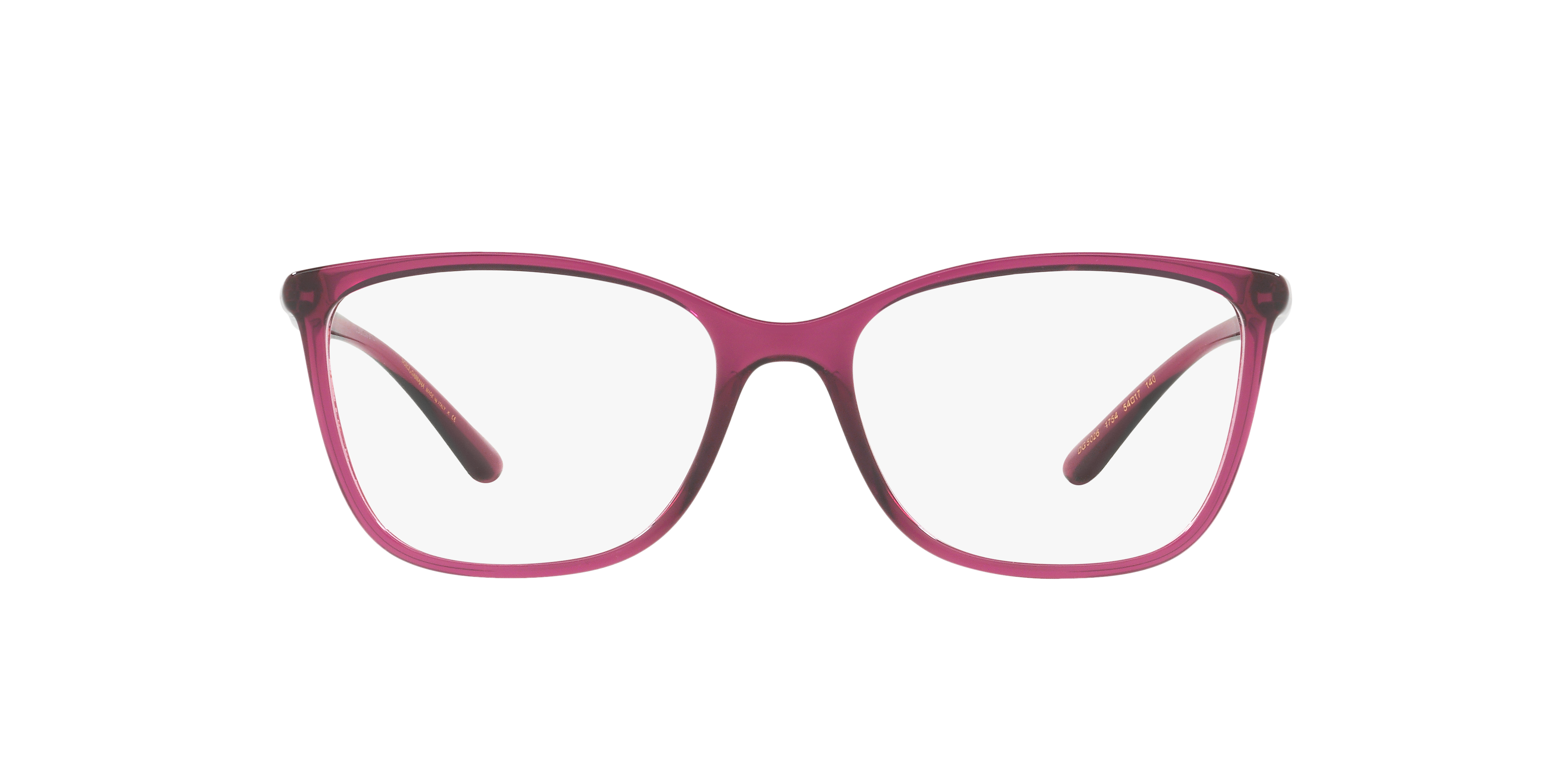 DG5026 Transparent Dark Cherry PlasticEyeglass Frames for Glasses Direct, Front View