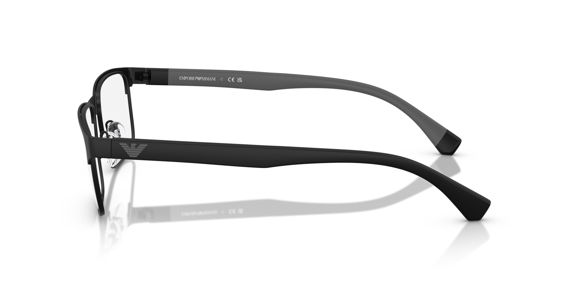EA1105 Matte Black MetalEyeglass Frames for Glasses Direct, Side View