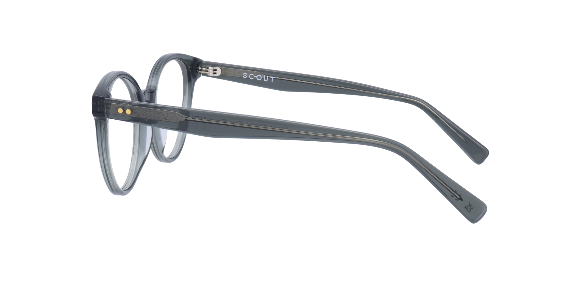 Gracie Crystal Grey & Green AcetateEyeglass Frames for Glasses Direct, Side View