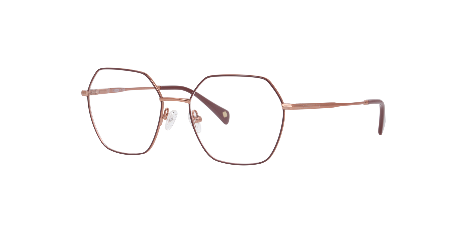 Mitcham Burgundy On Bronze MetalEyeglass Frames for Glasses Direct, Angle View