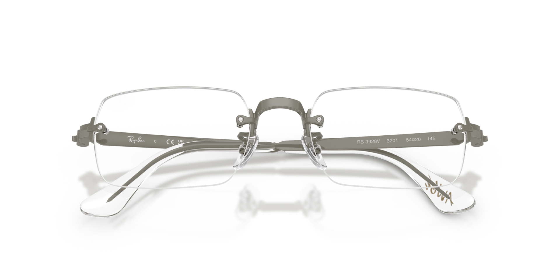 RB3928V Optics By A$AP Rocky Grey MetalEyeglass Frames for Glasses Direct, Closed View