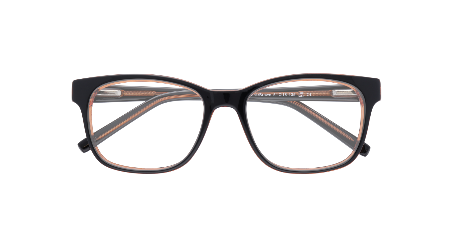 Diallo Black & Brown PlasticEyeglass Frames for Glasses Direct, Closed View
