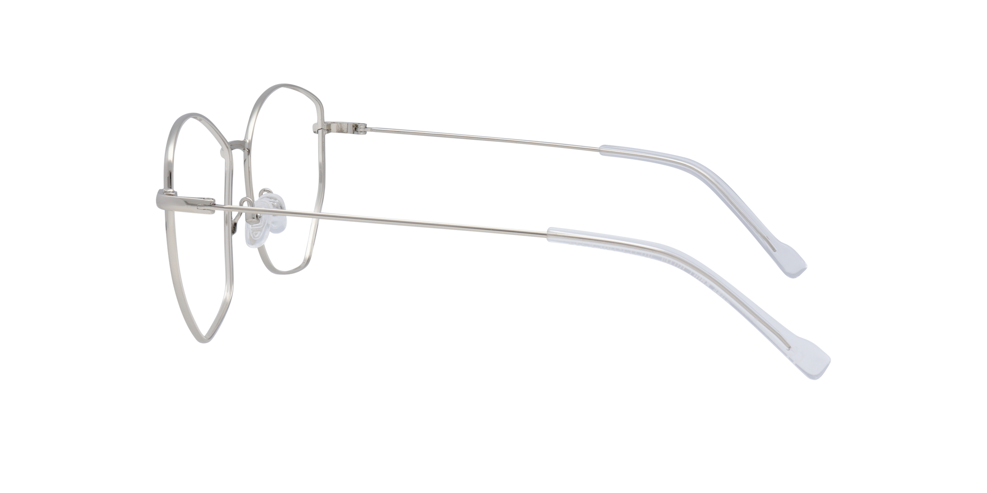 Eliza Shiny Silver MetalEyeglass Frames for Glasses Direct, Side View