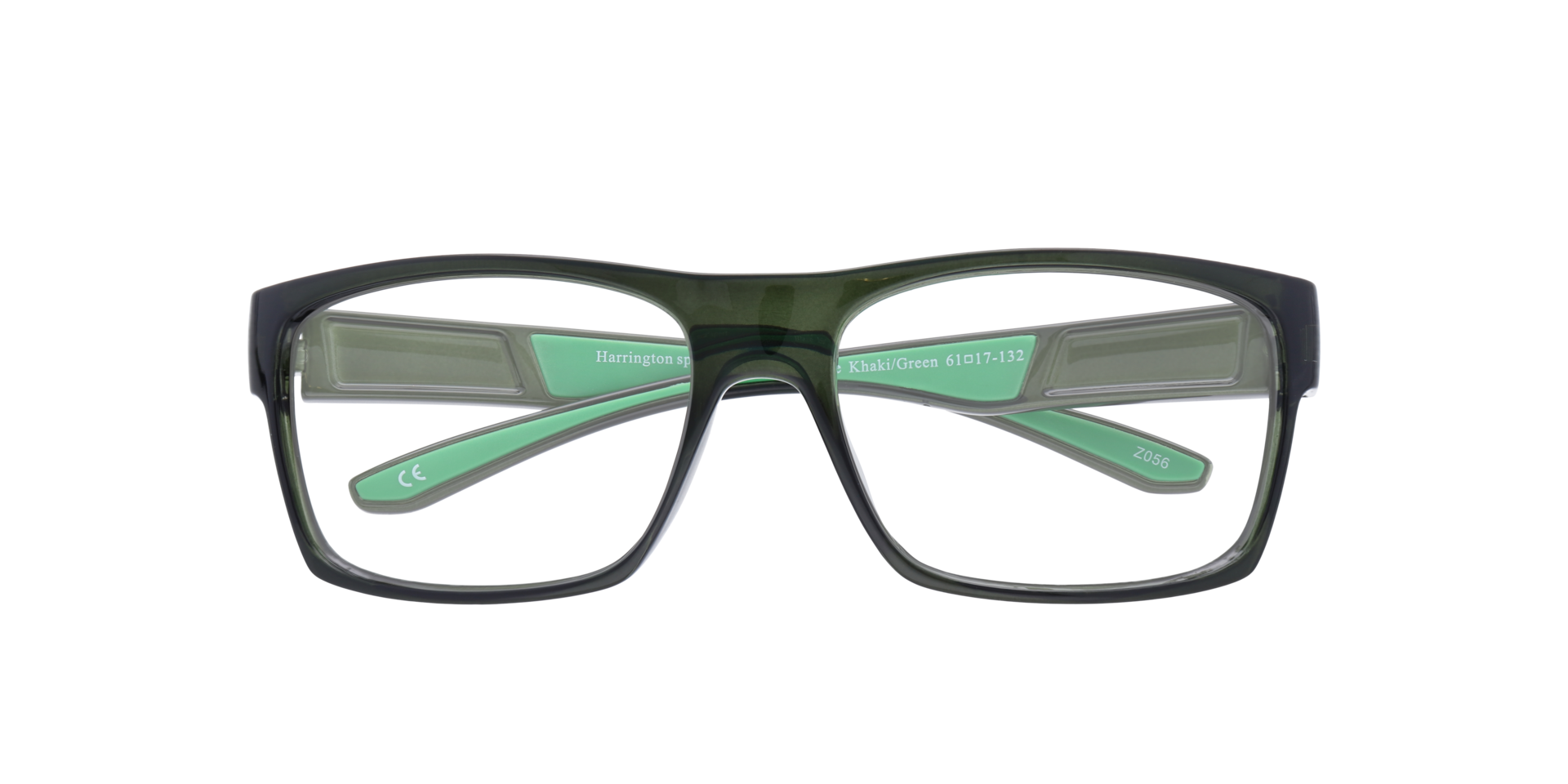 Blaze Khaki & Green PlasticEyeglass Frames for Glasses Direct, Closed View