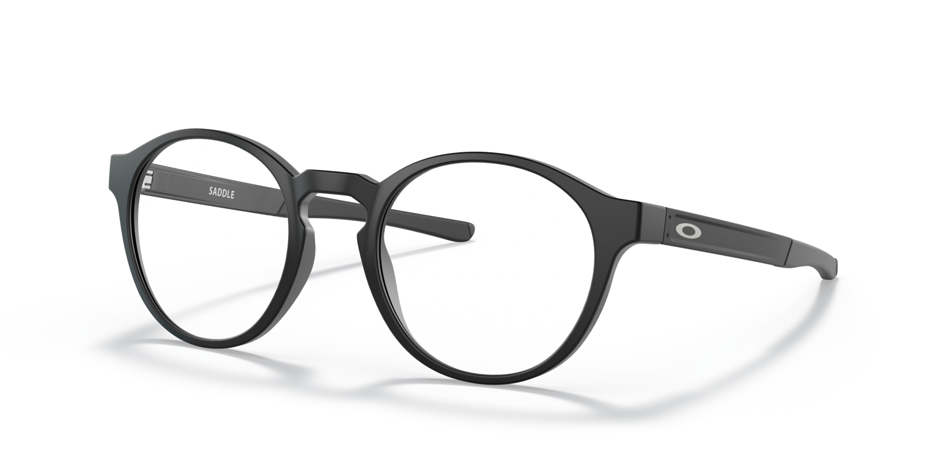 Saddle Satin Black PlasticSunglass Frames for Glasses Direct, Angle View