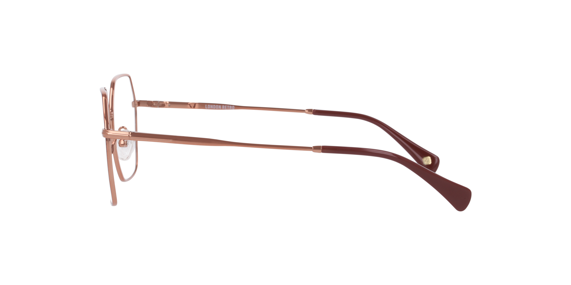Mitcham Burgundy On Bronze MetalEyeglass Frames for Glasses Direct, Side View