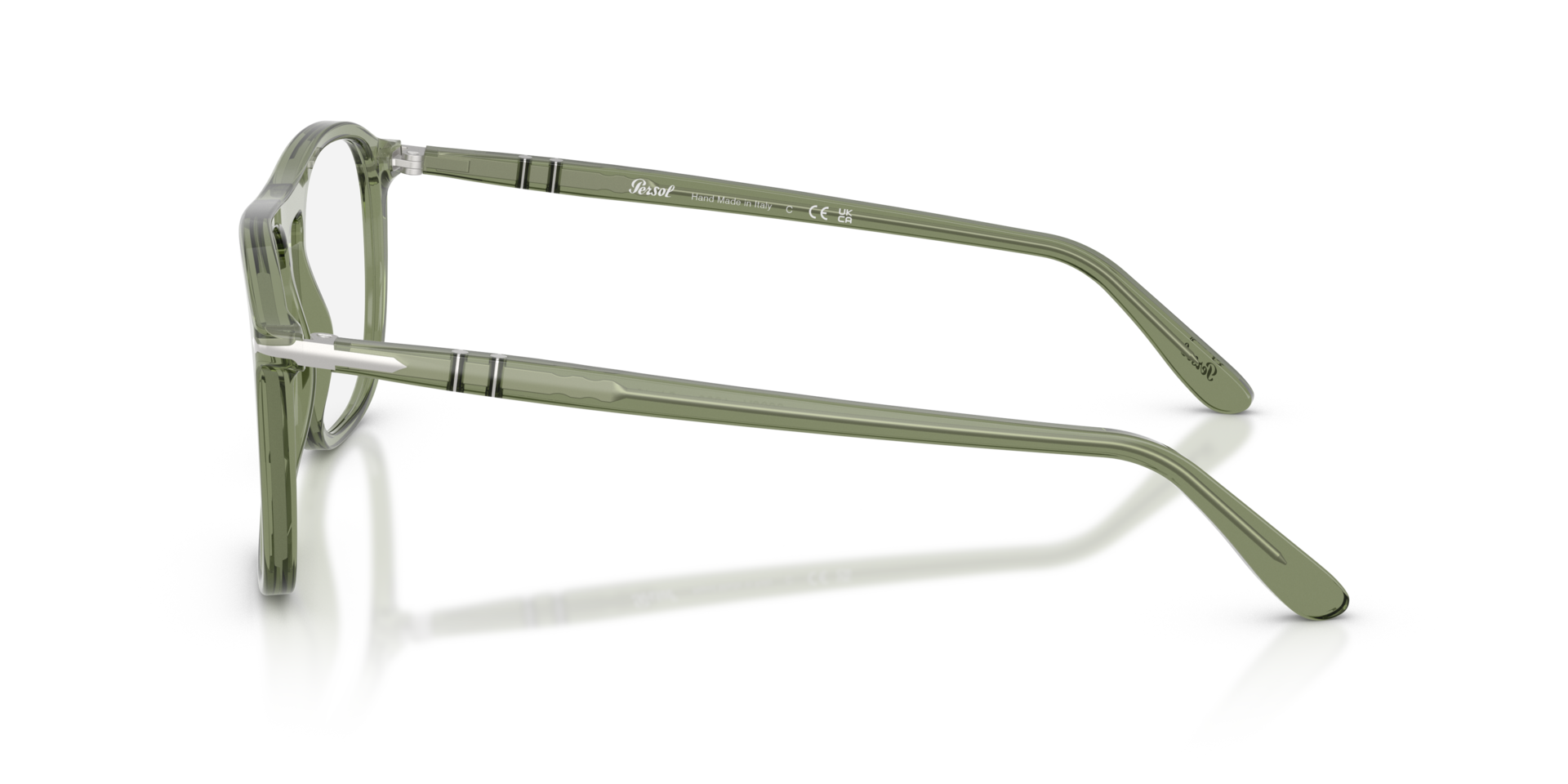PO3392V Transparent Green AcetateEyeglass Frames for Glasses Direct, Side View