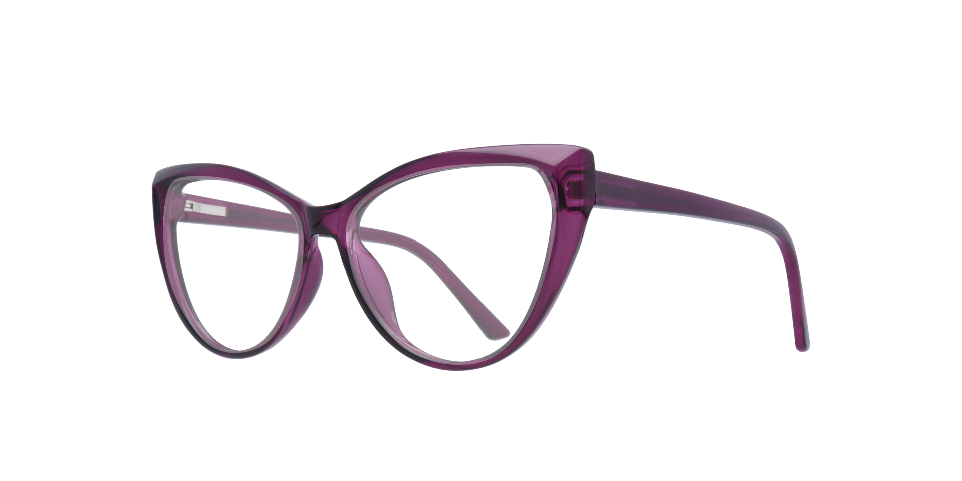 Freya Crystal & Purple PlasticEyeglass Frames for Glasses Direct, Angle View
