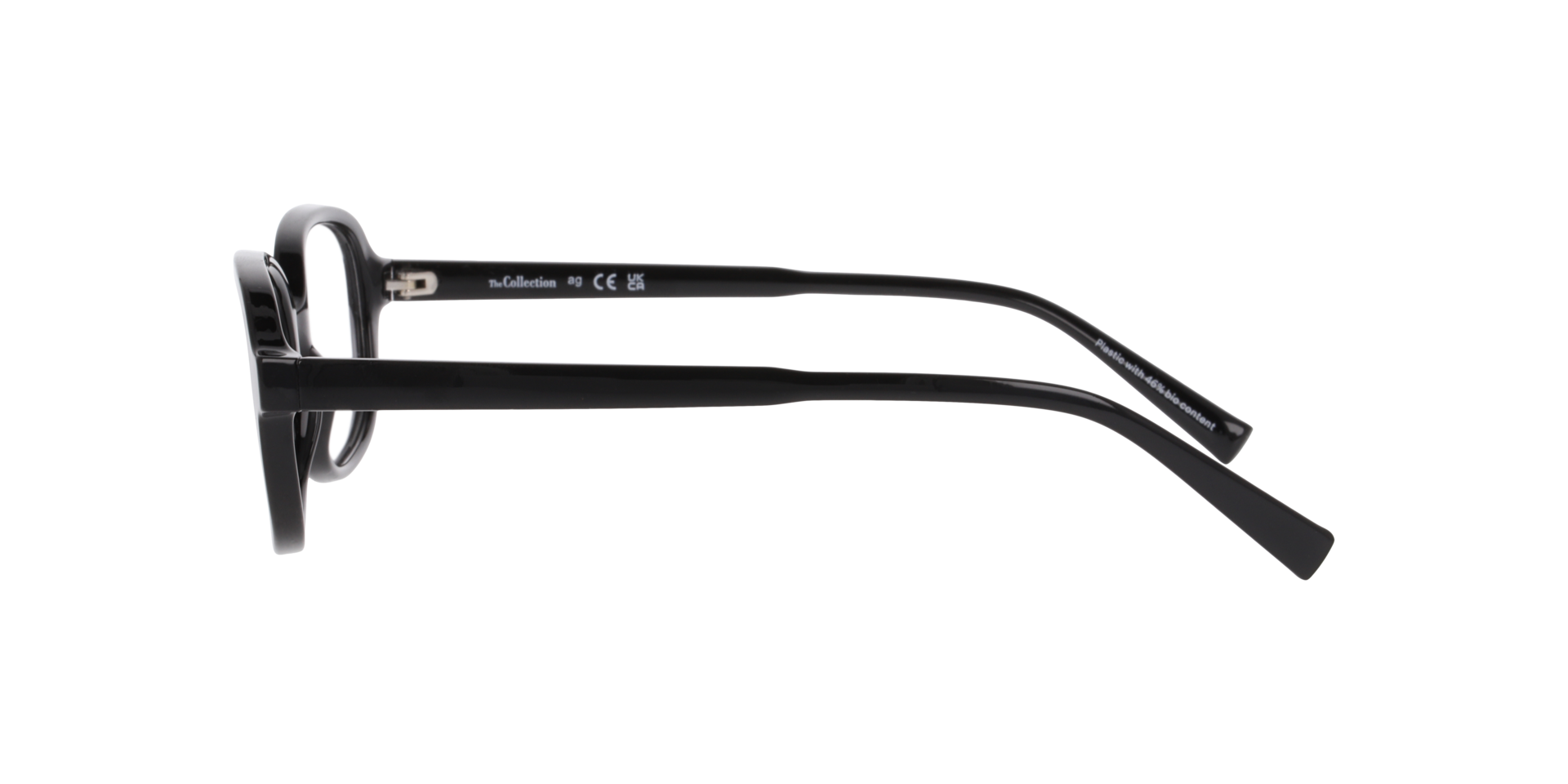Nicola Black PlasticEyeglass Frames for Glasses Direct, Side View