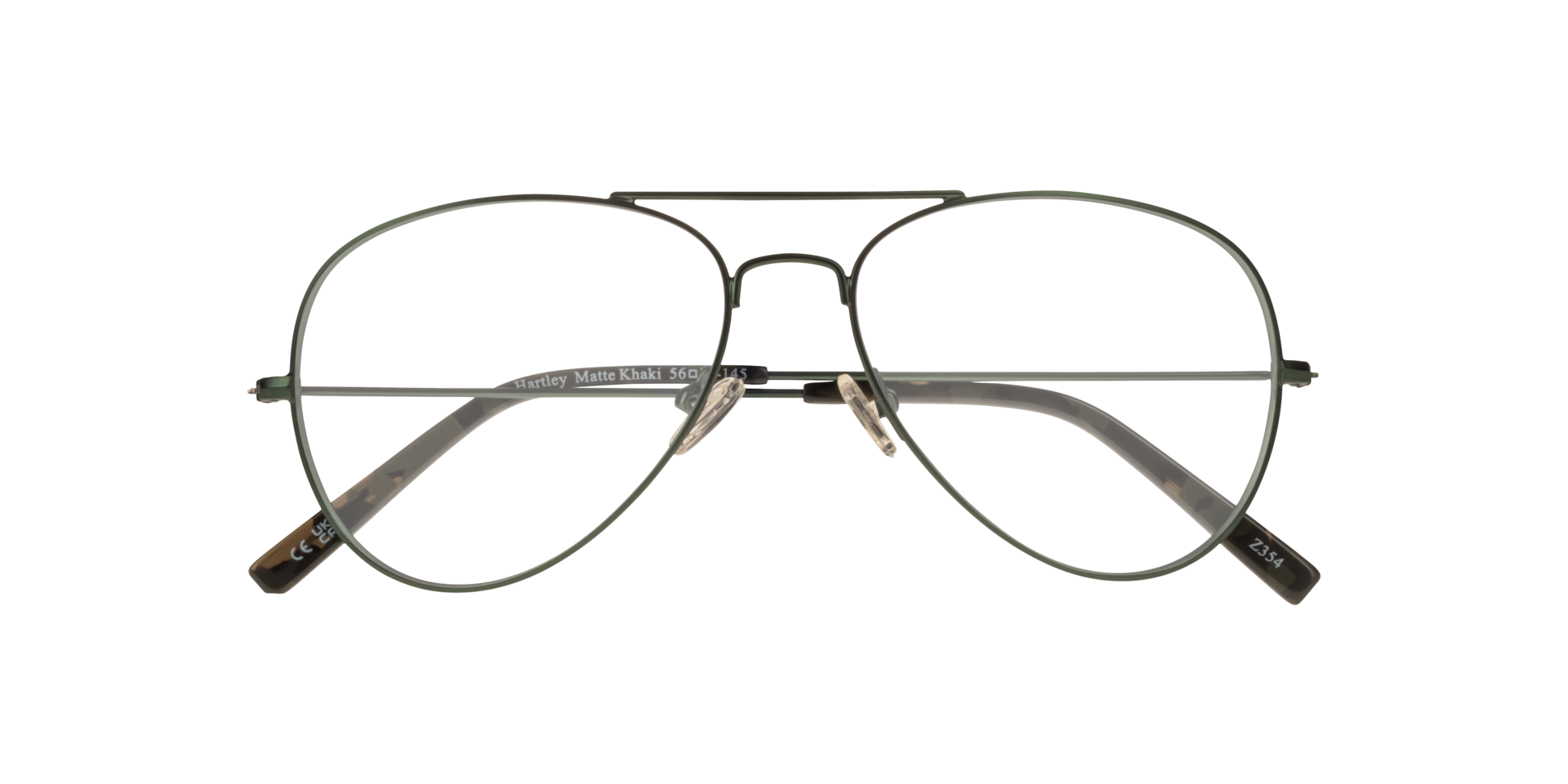 Hartley Matte Khaki MetalEyeglass Frames for Glasses Direct, Closed View