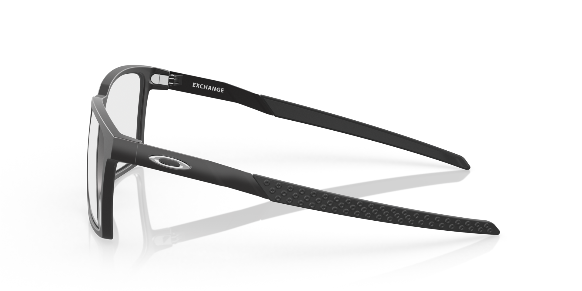 Exchange Satin Black PlasticEyeglass Frames for Glasses Direct, Side View
