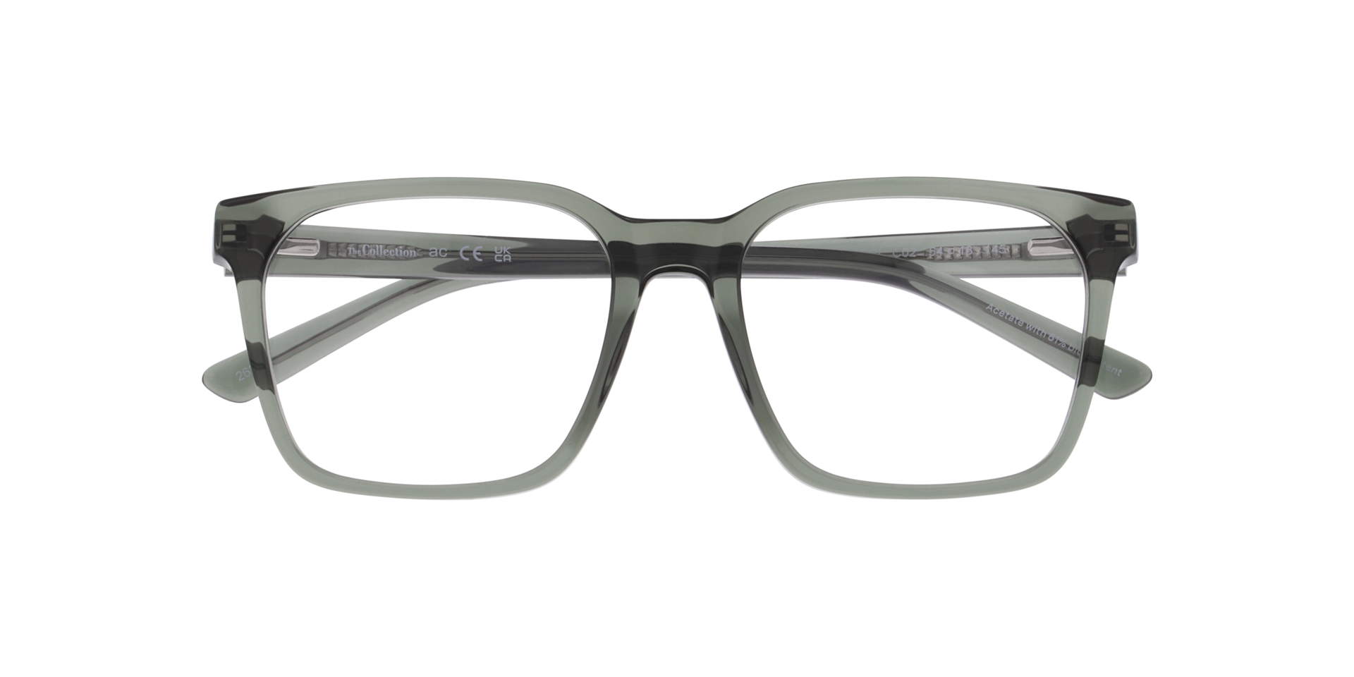 Malakai Transparent Green AcetateEyeglass Frames for Glasses Direct, Closed View